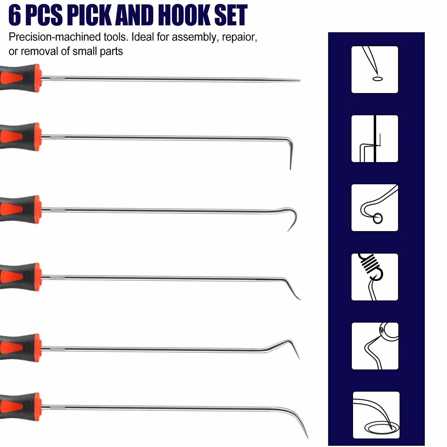 Set di Ganci per ago, 6 Pezzi, Cromo Vanadio, Extra Lungo, 240 mm