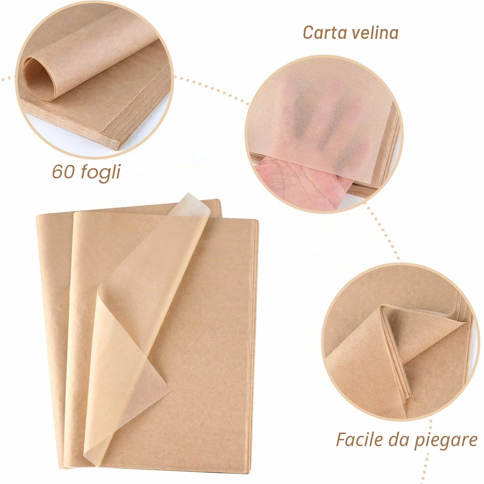 Carta Velina Marrone 60 Fogli 50 x 37 cm Artigianato Compleanno