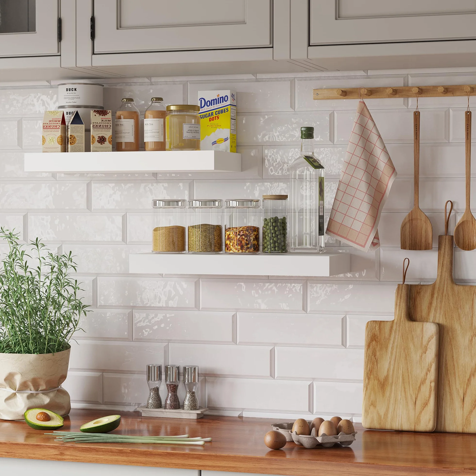 BONTEC Mensole da muro, confezione da 2, robuste mensole da parete per bagno, facili da installare, design minimalista, contengono 10 kg ciascuna, bianco