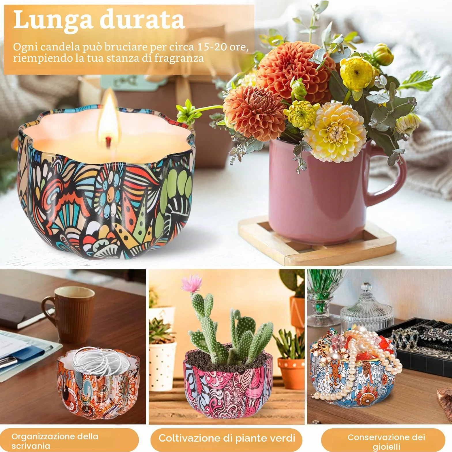 ITMNMNL Kit per Candele Fai da Te, Set con 50 Stoppini, 8 Barattoli, Coloranti - per Principianti