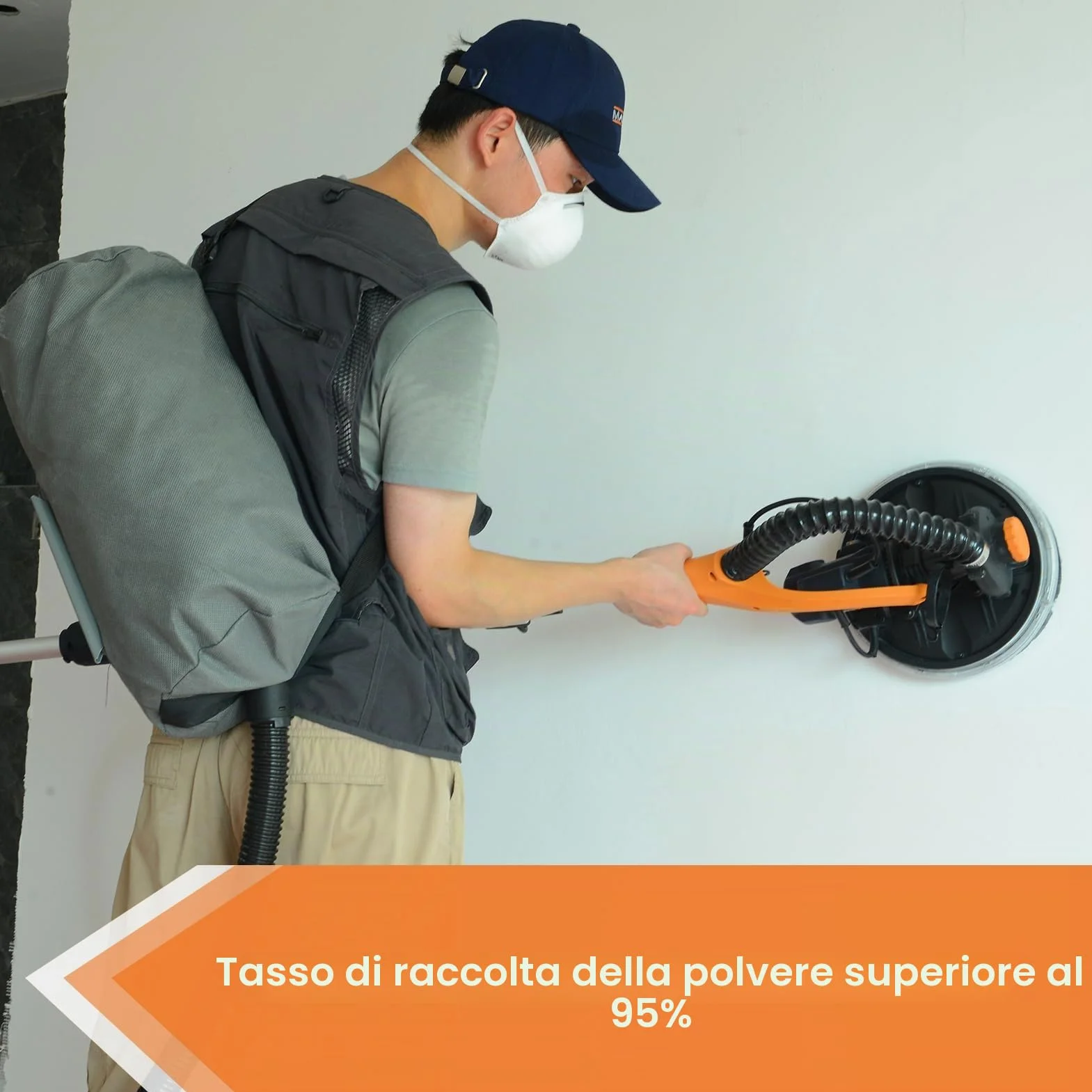 MAXXT Levigatrice per cartongesso Pieghevole 820W 225mm Con aspirazione polvere LED