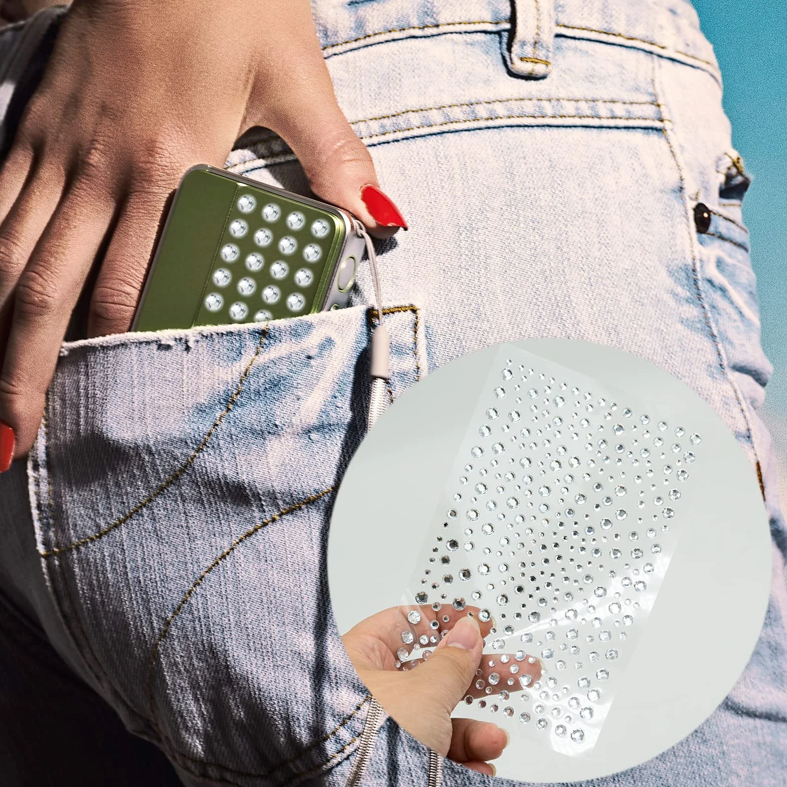 4 Fogli 1300 Pezzi Adesivi Strass, Autoadesivo Cristallo Strass Adesivo Telefono PC Decorazione Fai da Te Adesivi Acrilico Brillantini Glitter Gemme Rotondo di Perline