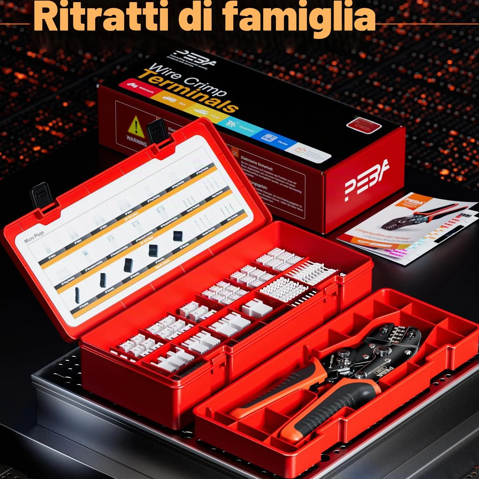 PEBA Set di Pinze Crimpatrici per D upont 2,54 mm Connettori/JST-XH 2,5mm Connettori, Pinza Crimpatrice 0,03-0,5 mm² per D upont 2.54mm,JST-XH/SM/SYP/PH/VH 3,96 mm Connettori, Molex, AMP EI, ecc.