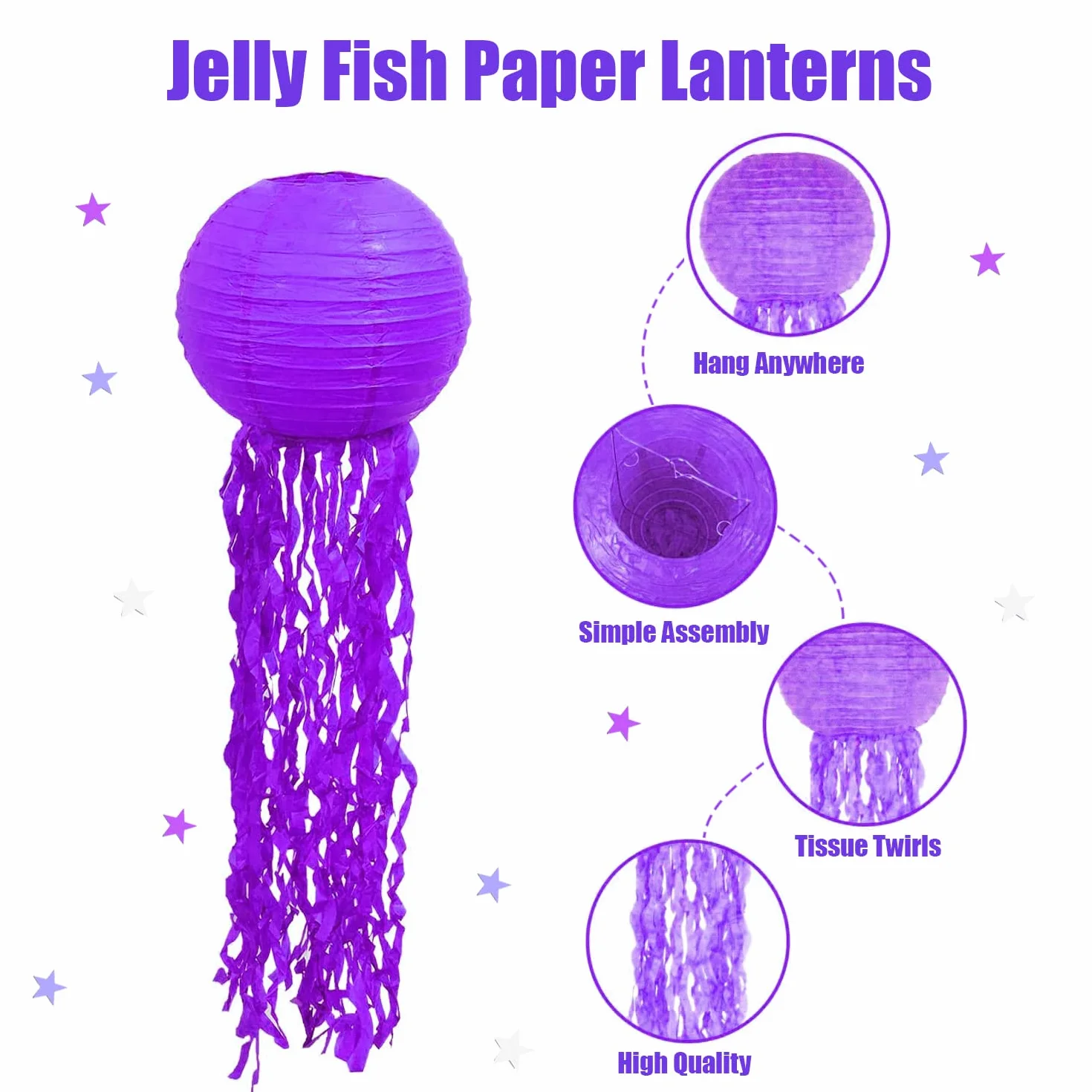 Lanterne di Carta Jellyfish,6 Pezzi Lanterne di Carta Colori da Appendere a Sirena, Decorazioni per Feste di Compleanno Sotto il Mare per Matrimoni Giardino Festa di Compleanno Famiglia Riunioni(Rosa)