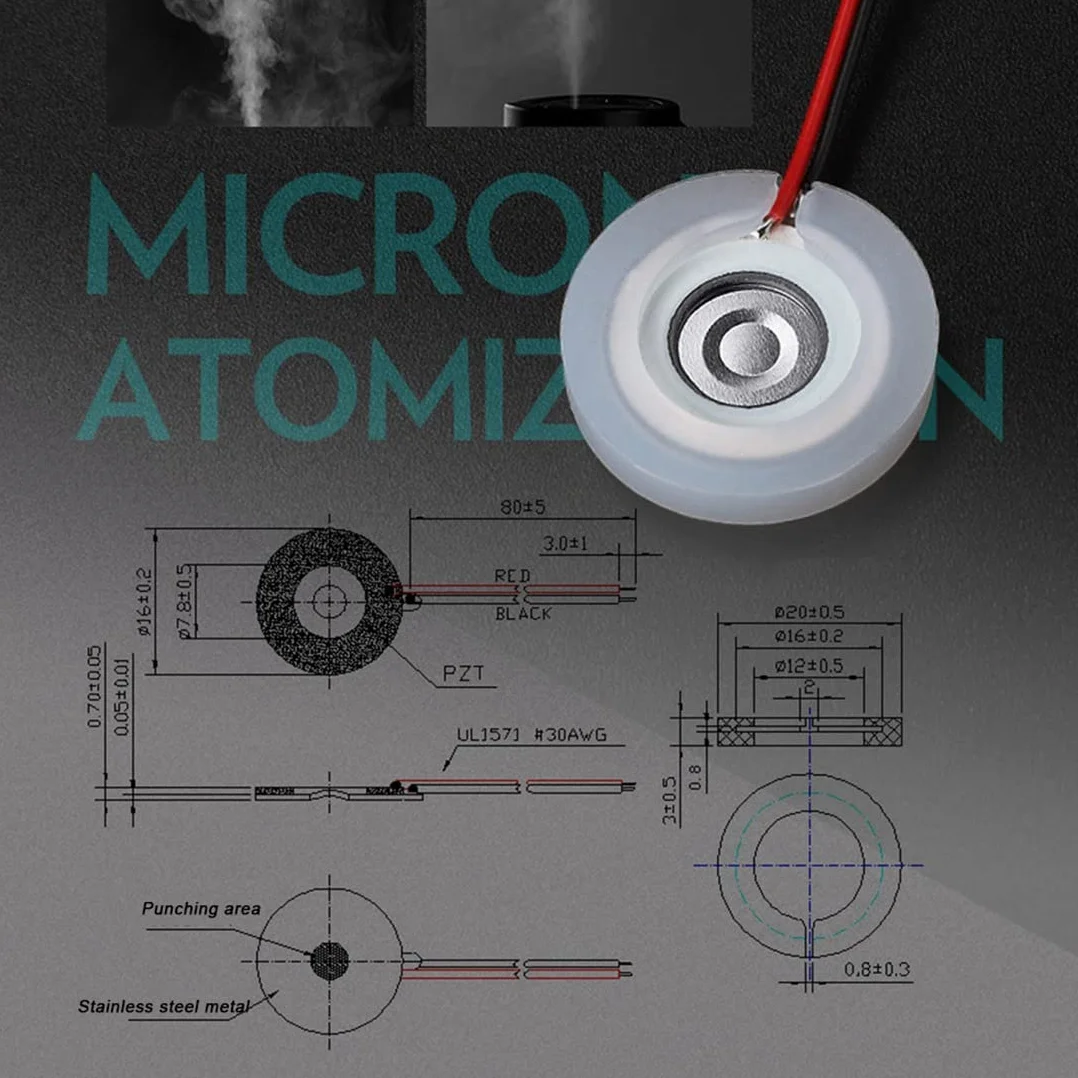 16MM 20MM 1.5-3W Ultrasonic Mist Maker Atomizzatore Trasduttore Accessori Umidificatore