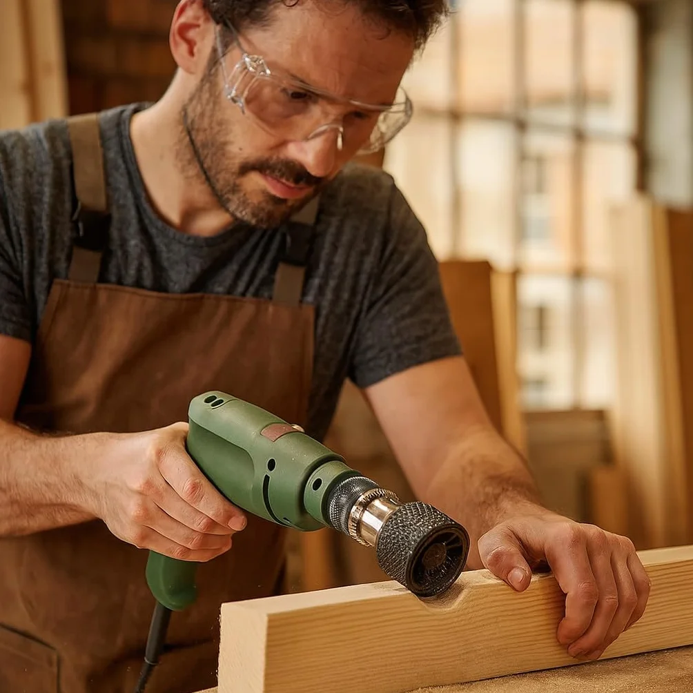 wolfcraft Raspa a rotore Raspa a rotore per trapani - 2520000 - Per l'asportazione efficace di materiale di grandi dimensioni con materiali da costruzione morbidi - Made in Germany