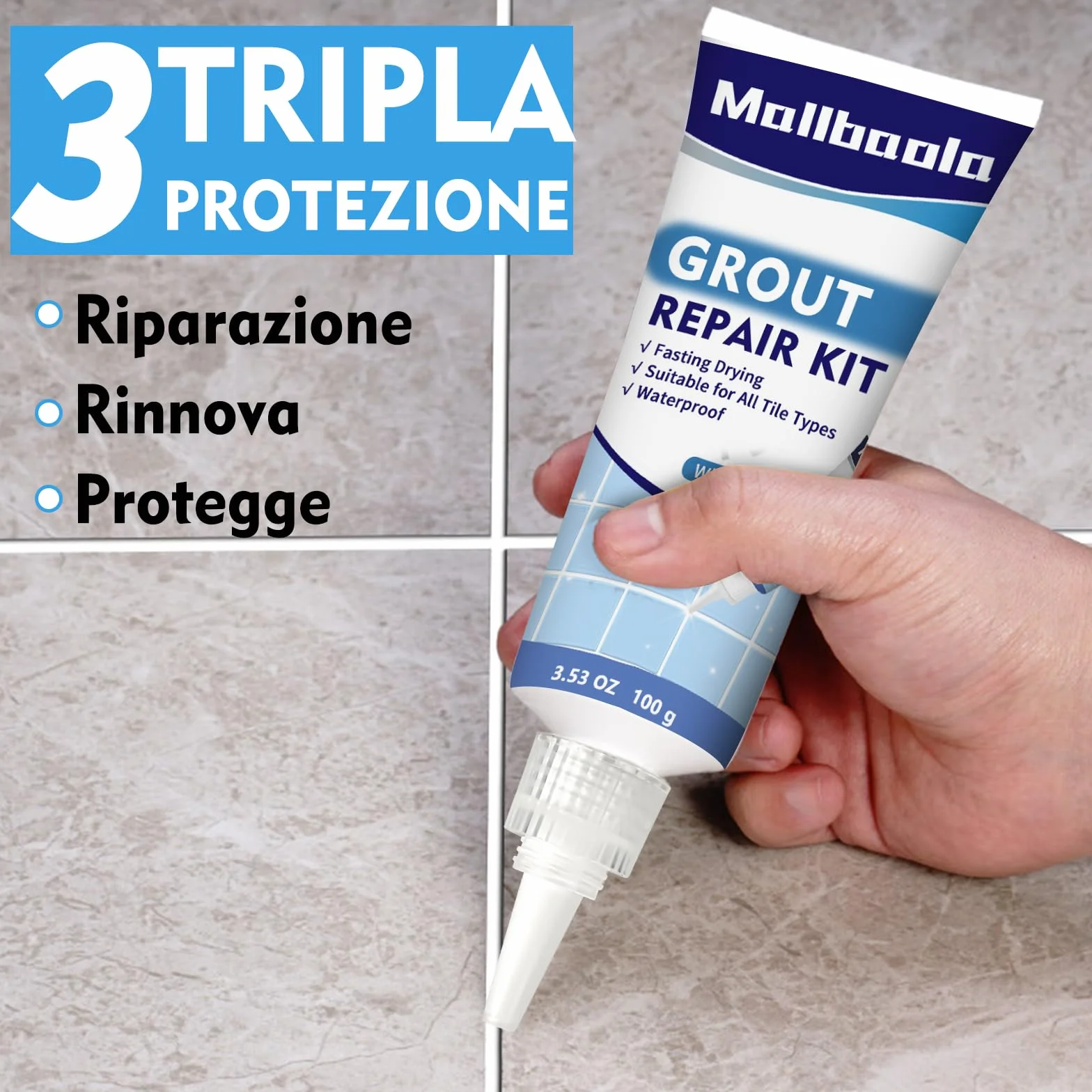 Set di Stucco per Piastrelle, Set di riparazione fughe per fughe, malta ad asciugatura rapida per piastrelle,Sigillante bagno e cucina per rinnovare le fughe (Bianco, Confezione da 2)