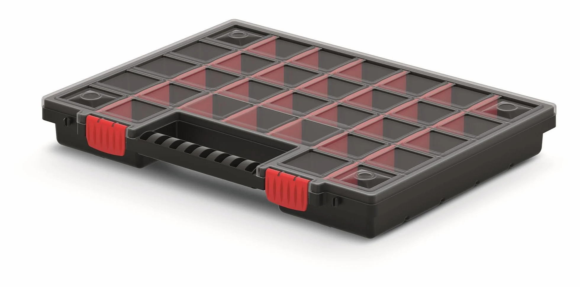 Mivos Scatola di assortimento su entrambi i lati, 399 x 303 x 100 mm, 2 lati, con 64 scomparti regolabili, per viti, per accessori, robusta cassetta degli attrezzi per officina - Made in EU