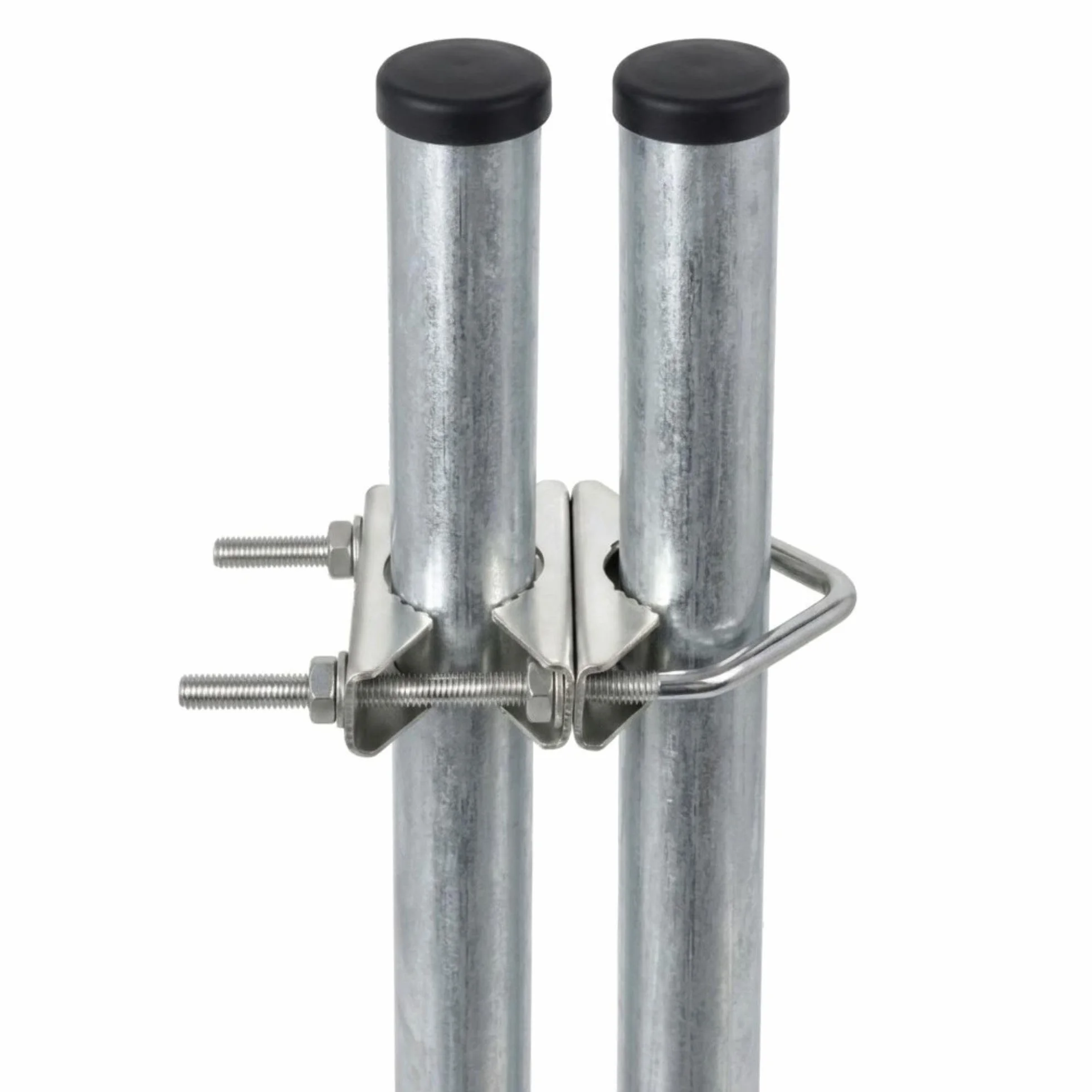 PremiumX 2 x Morsetto per asta satellitare in acciaio zincato con doppia staffa per tubo mast - Morsetto doppio per asta fino a 60mm Ø