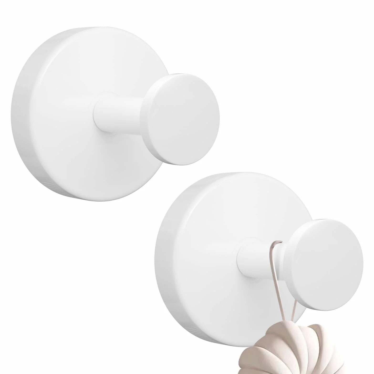 Ganci a Ventosa Acciaio Inox 5 KG 2 Pezzi Bianco per Doccia Bagno Cucina