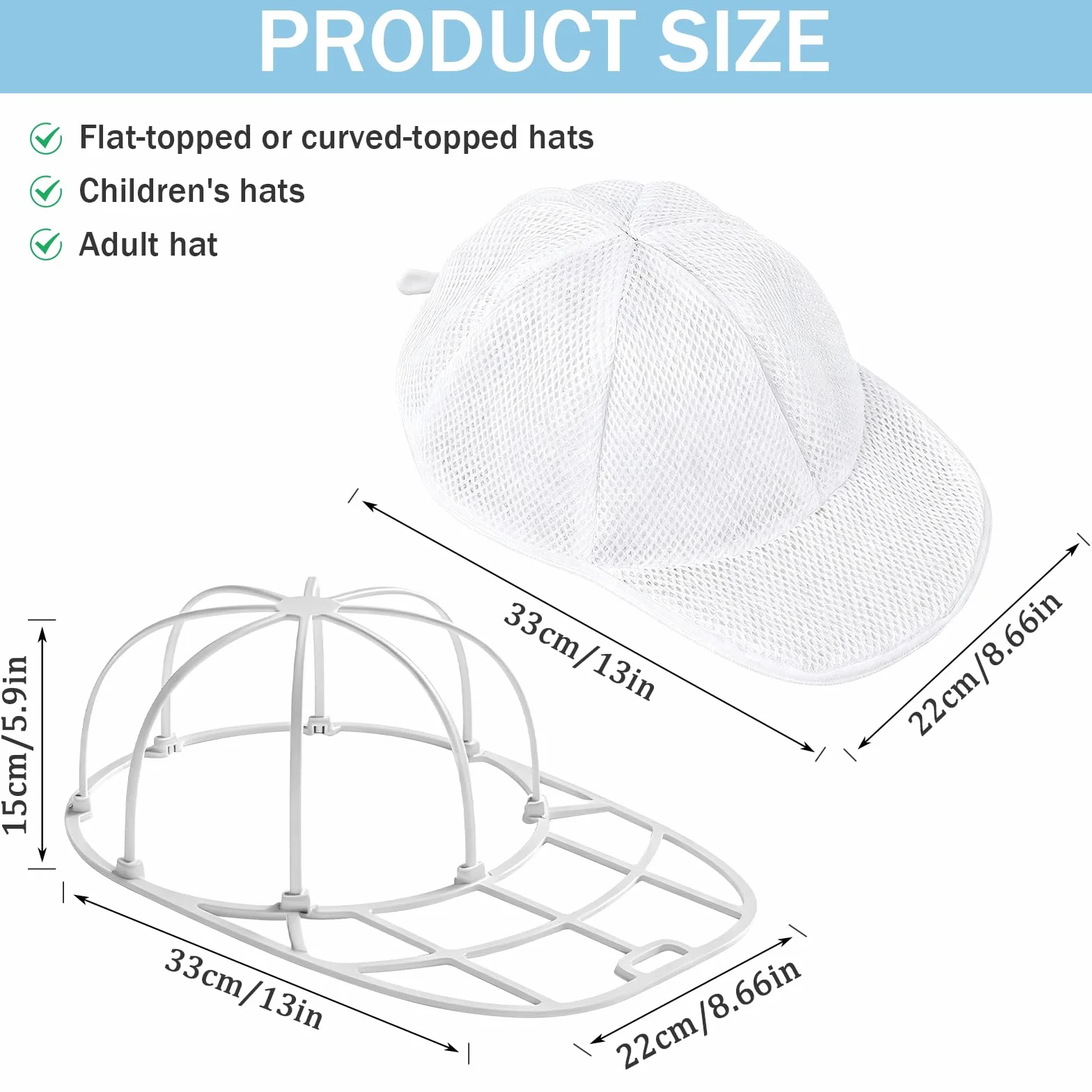 Lavaggio Cappello da Baseball Sacchetti Lavatrice Porta Cappelli Rondella Pulitore Supporto Forma Protettore