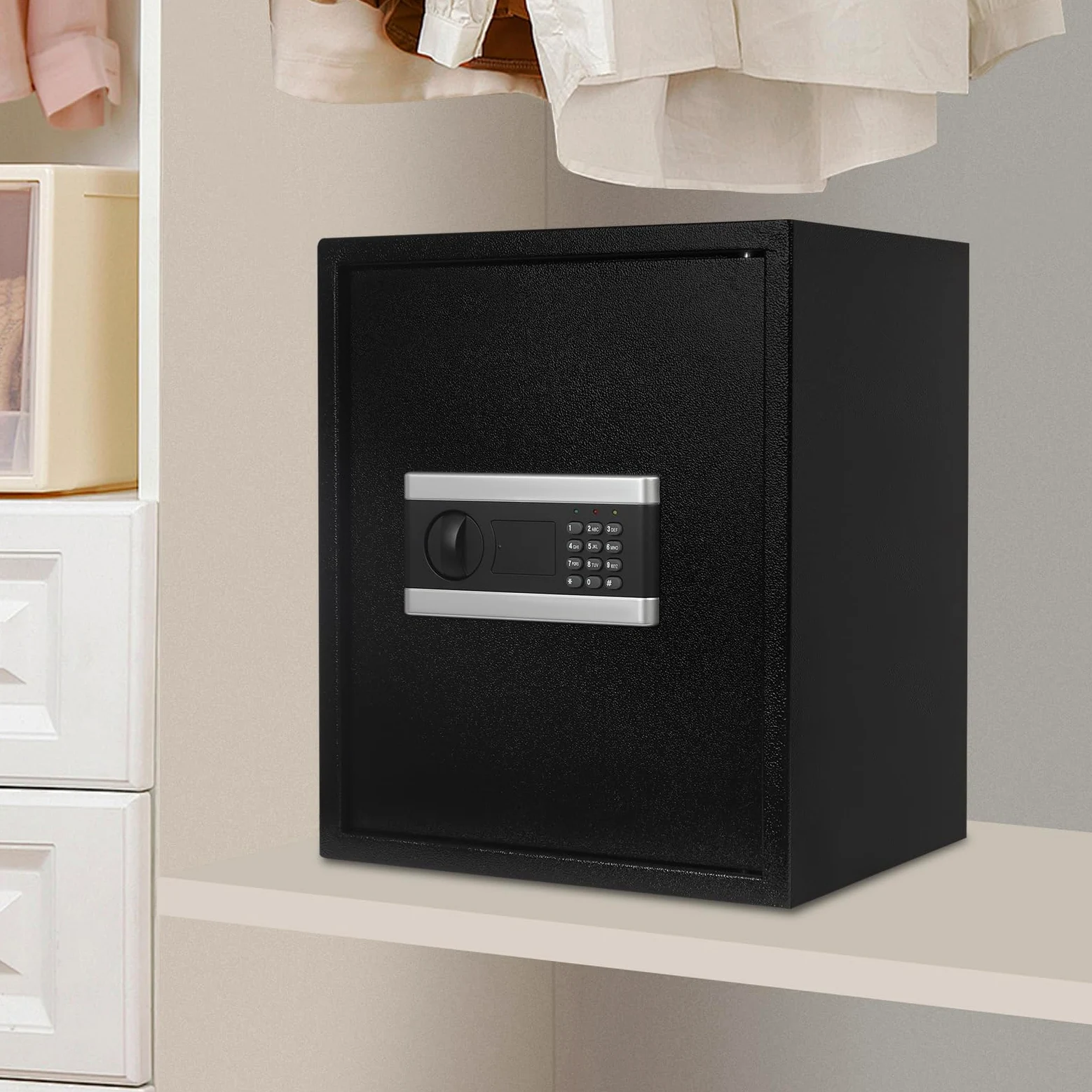 Cassaforte ignifuga in acciaio da 15", cassaforte digitale, cassaforte per la casa con allarme, sicurezza a 3 livelli, grande, cassetta porta denaro per gioielli, contanti e documenti