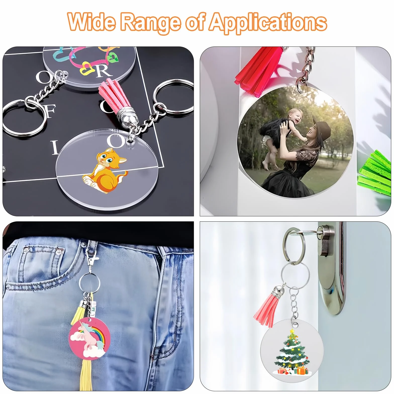 50 Pezzi Dischi Acrilici Trasparenti, 5cm Pannelli di Dischi Circolari Acrilici con Foro, 1mm di Spessore Fogli Trasparenti Rotondo per Portachiavi, Fai Da Te, Pittura, Scrapbooking, Artigianato