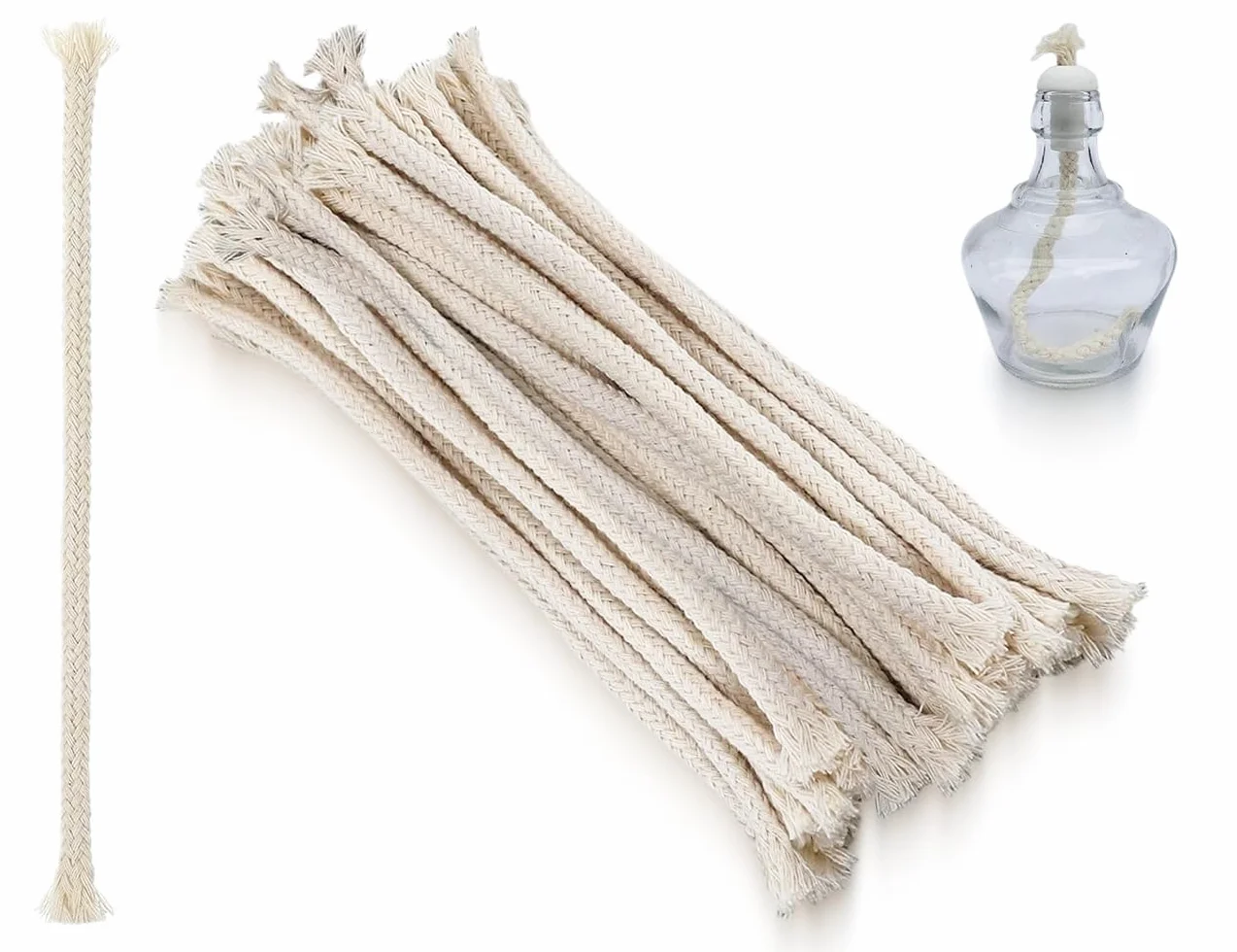20 pezzi di stoppino per lampade a olio,stoppini di ricambio,stoppini di cotone,stoppini per candele,bruciatori per candele ad alcol,per candele a cherosene (rotondi,150 * 6 mm)