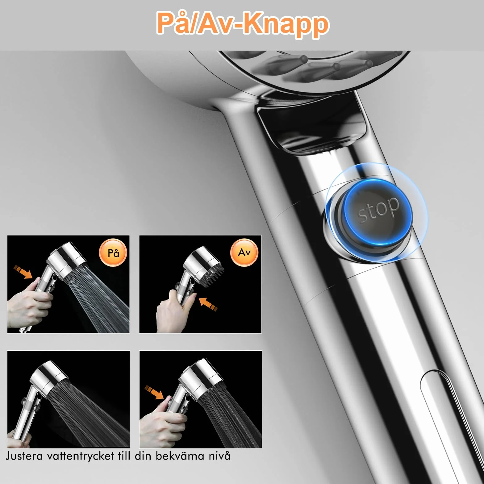 MEKO Soffione Doccia con Filtro a 15 Fasi, Soffione Anticalcare con Tubo da 1,5M, 3 + 1 Tipi di Getti per Soffione Doccia ad Alta Pressione e Risparmio Idrico-Argento Cromato