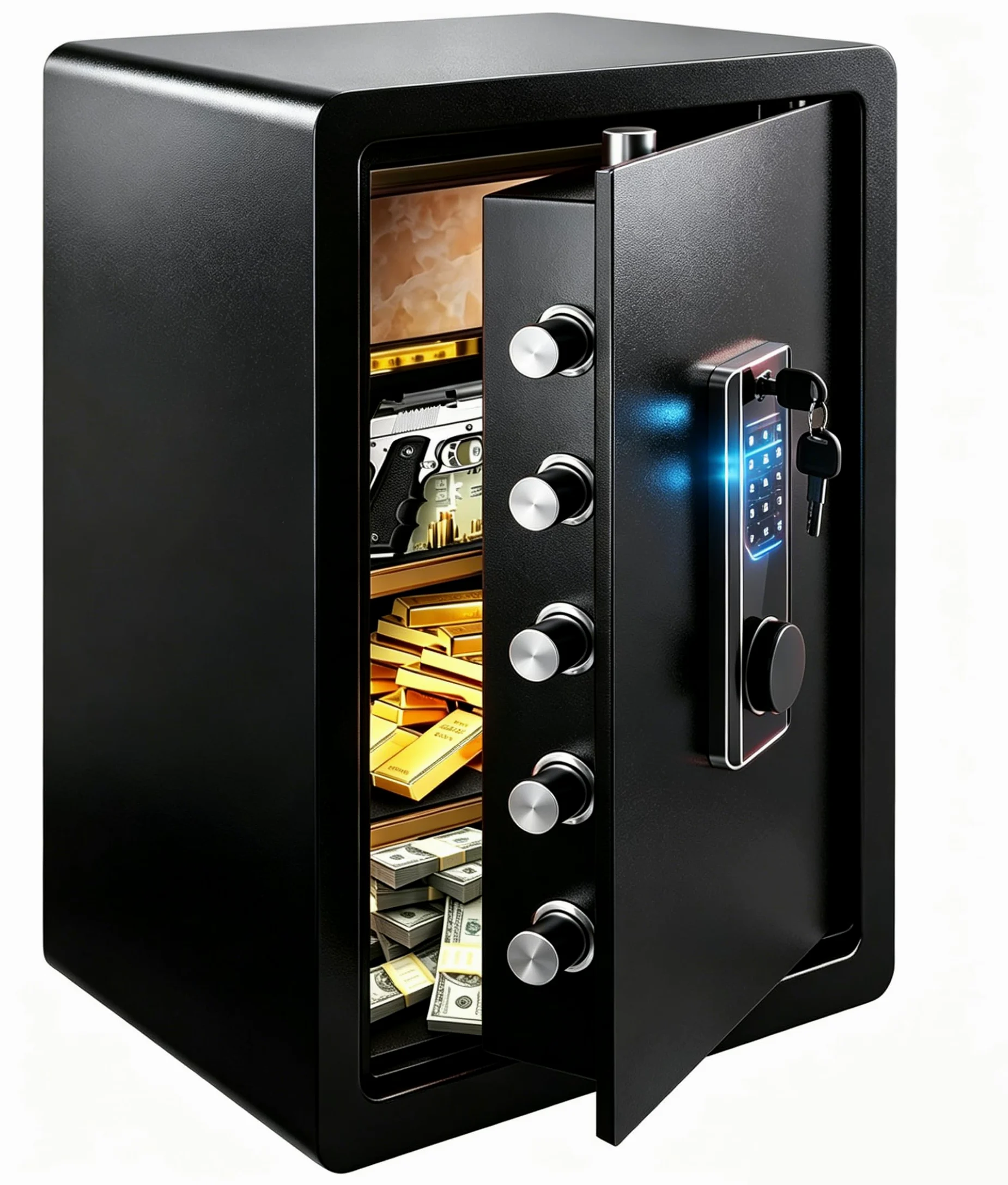 Sararoom Cassaforte in acciaio, 73 l, sicurezza per casa, cassaforte per mobili, cassaforte per hotel, 60 x 32 x 38 cm, con blocco tastiera digitale, ripiano rimovibile, ignifugo, impermeabile per