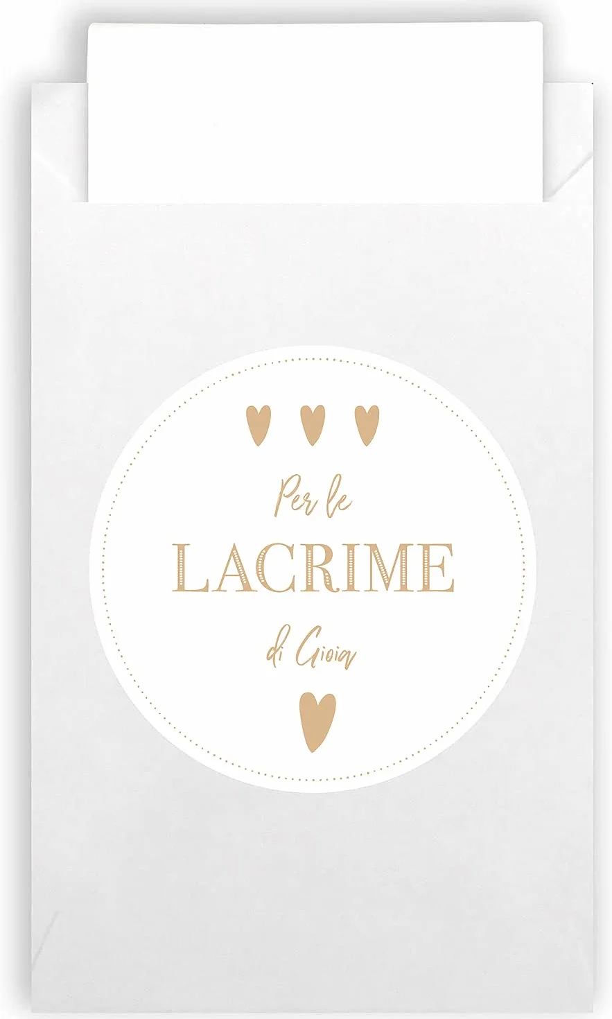 Plantvibes Fazzoletti Lacrime di Gioia Matrimonio - 100 Buste & Adesivi in Carta Naturale - Porta Buste Vintage (Bianco)