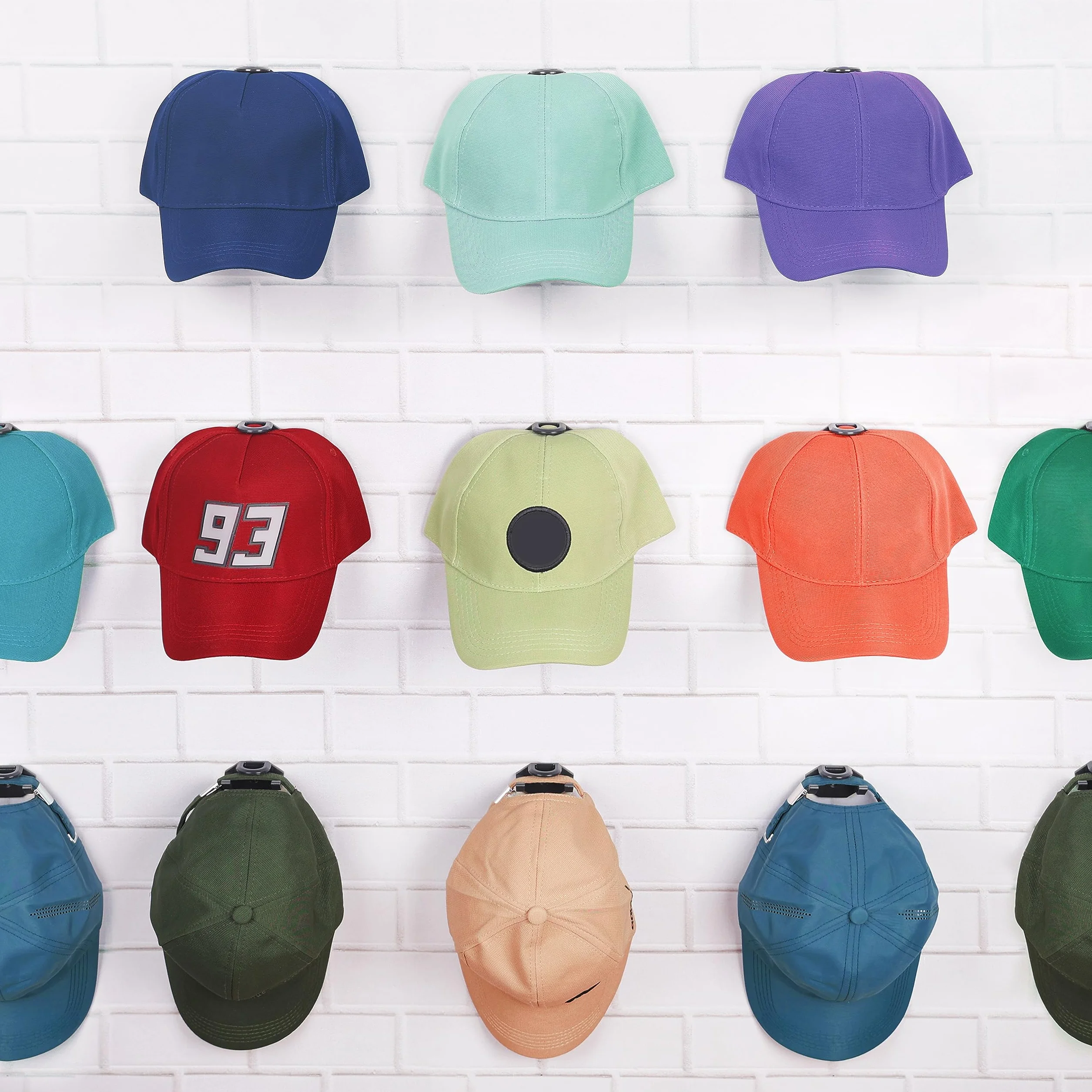 BELLE VOUS Ganci Adesivi Neri per Cappelli - Confezione da 16 - Porta Cappelli Muro