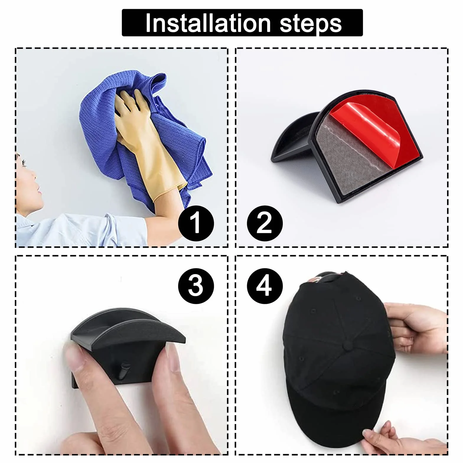 Ganci per Cappelli da Parete Senza Perforazione 12 Pezzi Organizzatore per Armadio