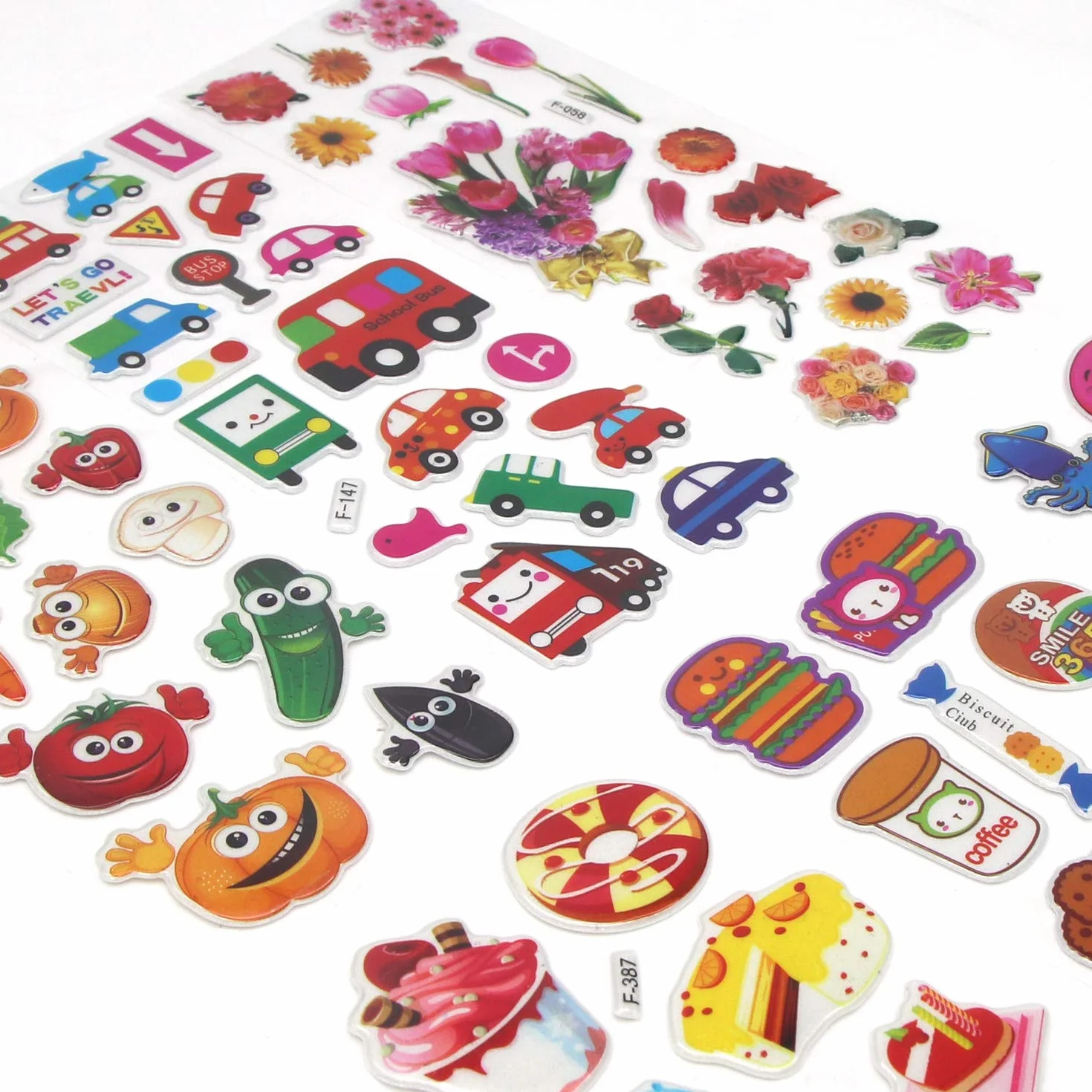 Annhao 1000+ Adesivi 3D per Bambini - Stickers Puffy per Regali Gratificanti, Scrapbooking - Camion, Aeroplani, Animali, Pesci, Dinosauri, Numeri, Frutta, Lettere (40 Fogli)
