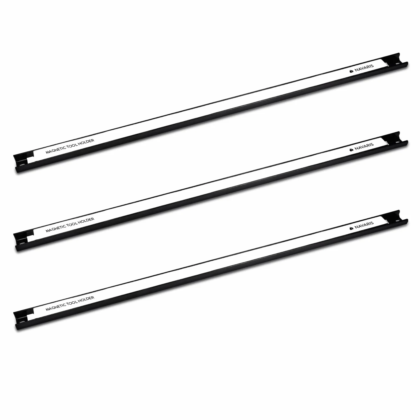 Navaris 3x Porta attrezzi magnetico - Portautensili barre 60 cm - Set pannello porta utensili da parete - Aste magnetiche supporto per garage officina