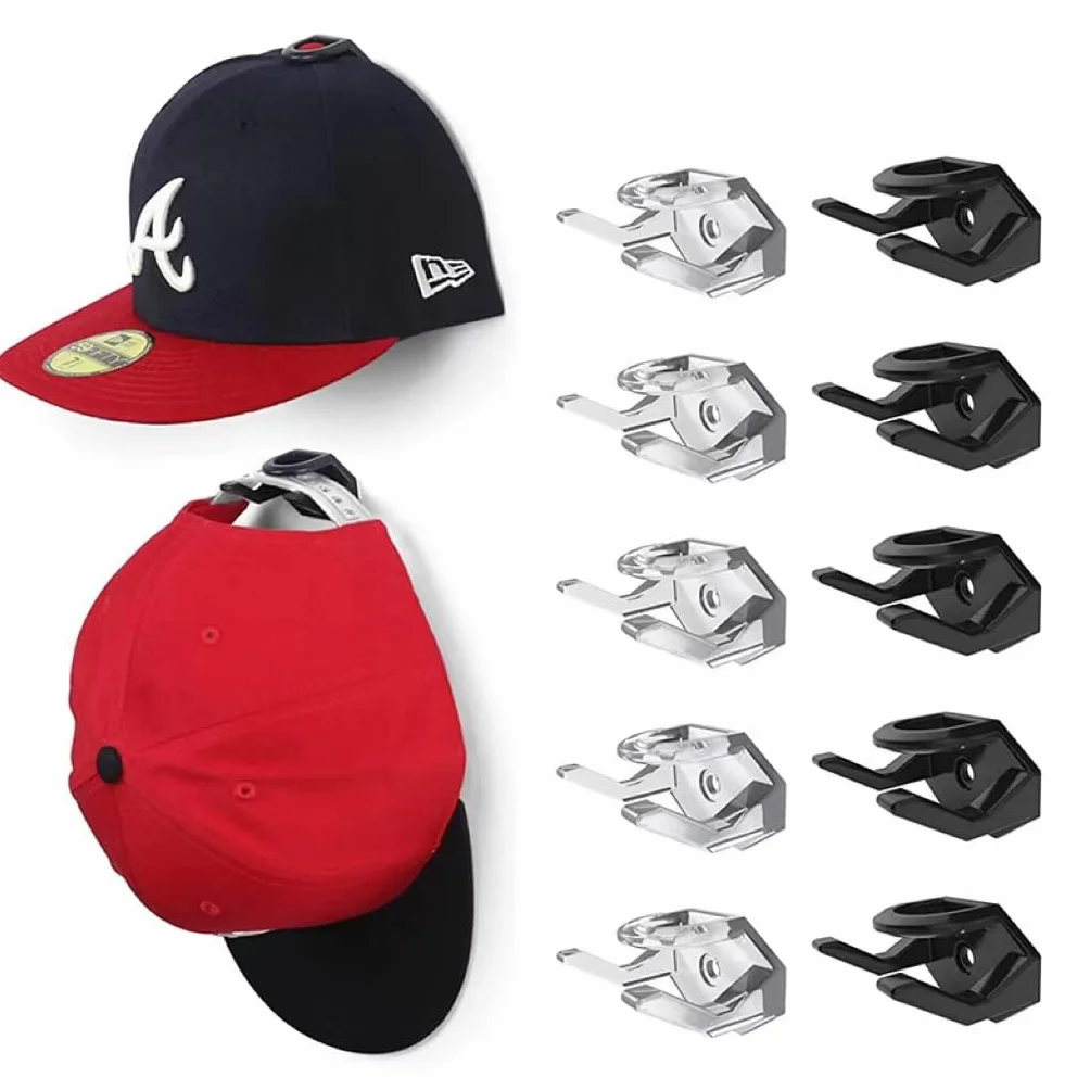 PIQIUQIU 10 Ganci Autoadesivi da Parete per Cappelli, Display per Cappelli da Baseball