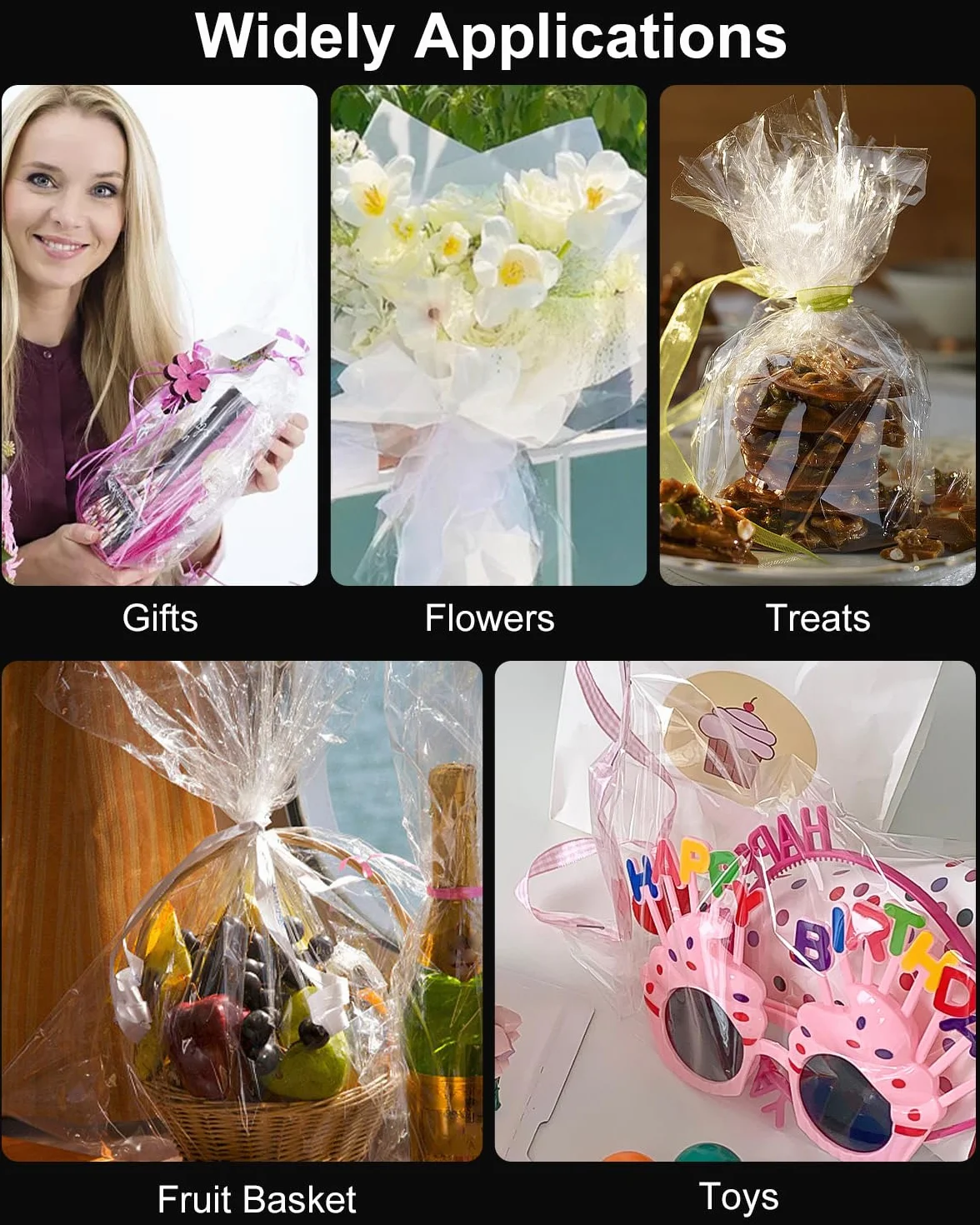 LEAZZLE 86CM x 30M Carta Trasparente per Confezioni,3 Mils Cellophane per Imballaggio, Carta Regalo Rotolo, Cellofan per Imballaggio per Fiori, Regali, Cesti, Imballaggi Artistici(86CM piegato a 43CM)