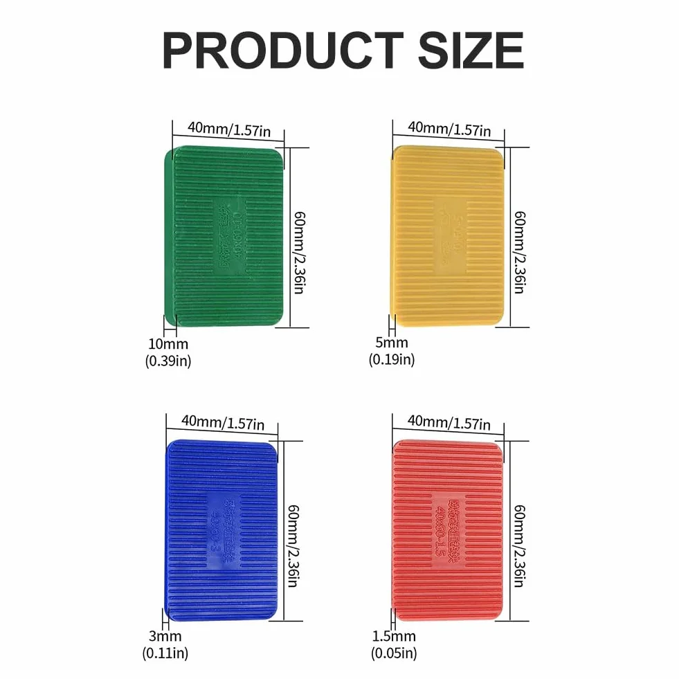 40 Pezzi Spessori In Plastica, Distanziatori In Plastica Da 40x60 mm, Set Di Distanziatori Per Imballaggio Per La Posa Di Piastrelle, Livellamento Di Pavimenti Installazione Di Finestre