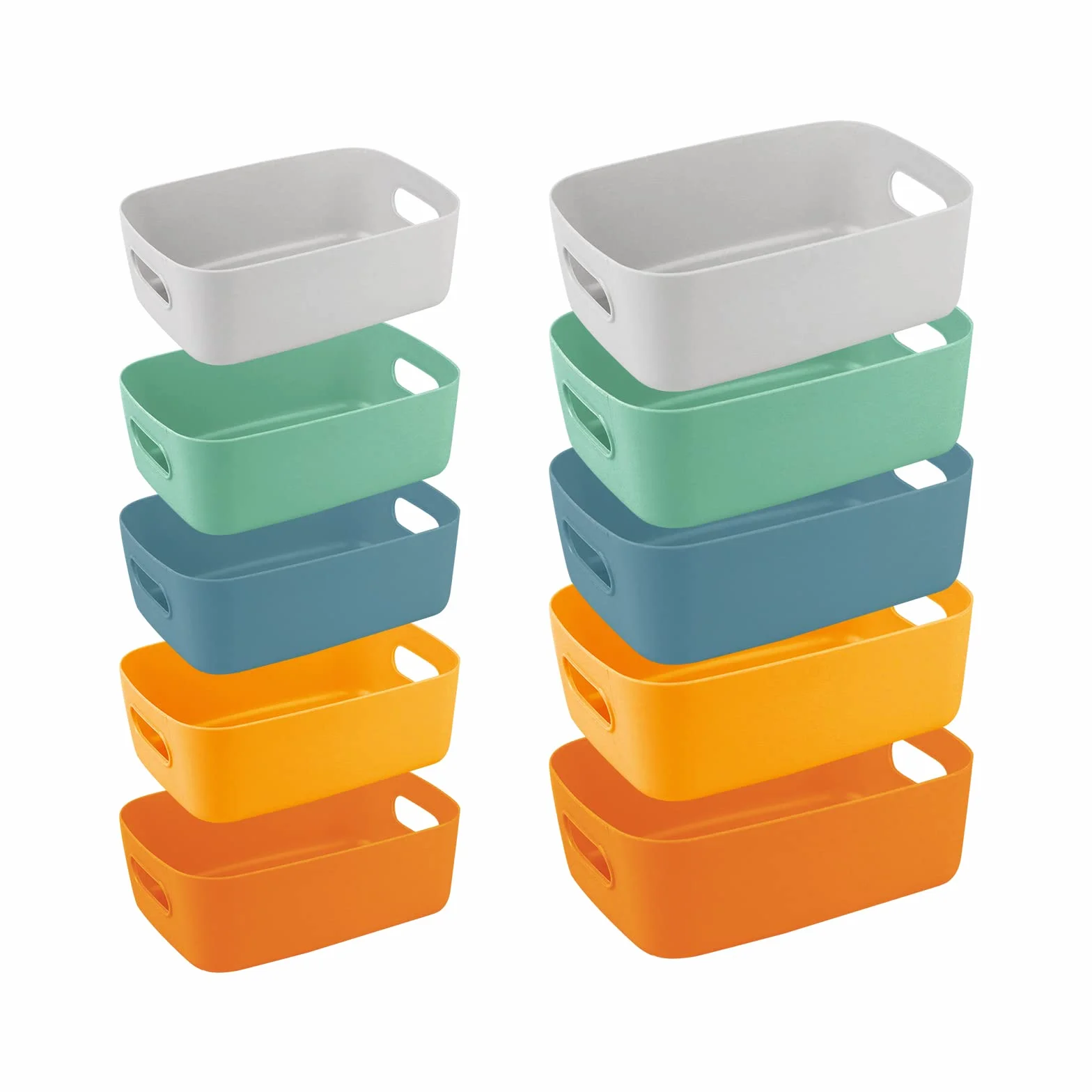 Cestini Portaoggetti di Plastica con Maniglia, Organizer per Cucina Armadio Ufficio Bagno Casa, 10 Pezzi 2 Dimensioni