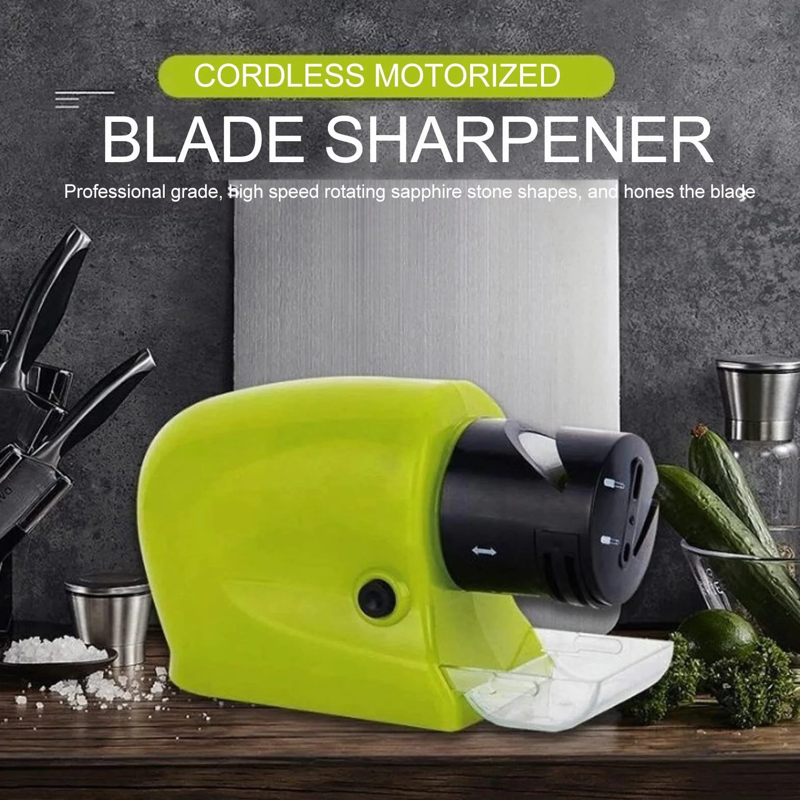 Electric Knife Sharpener, Automatic Knife Sharpening Machine for Kitchen Use, Swifty Sharp Black Quick Sharpening Tool No Battery Required
