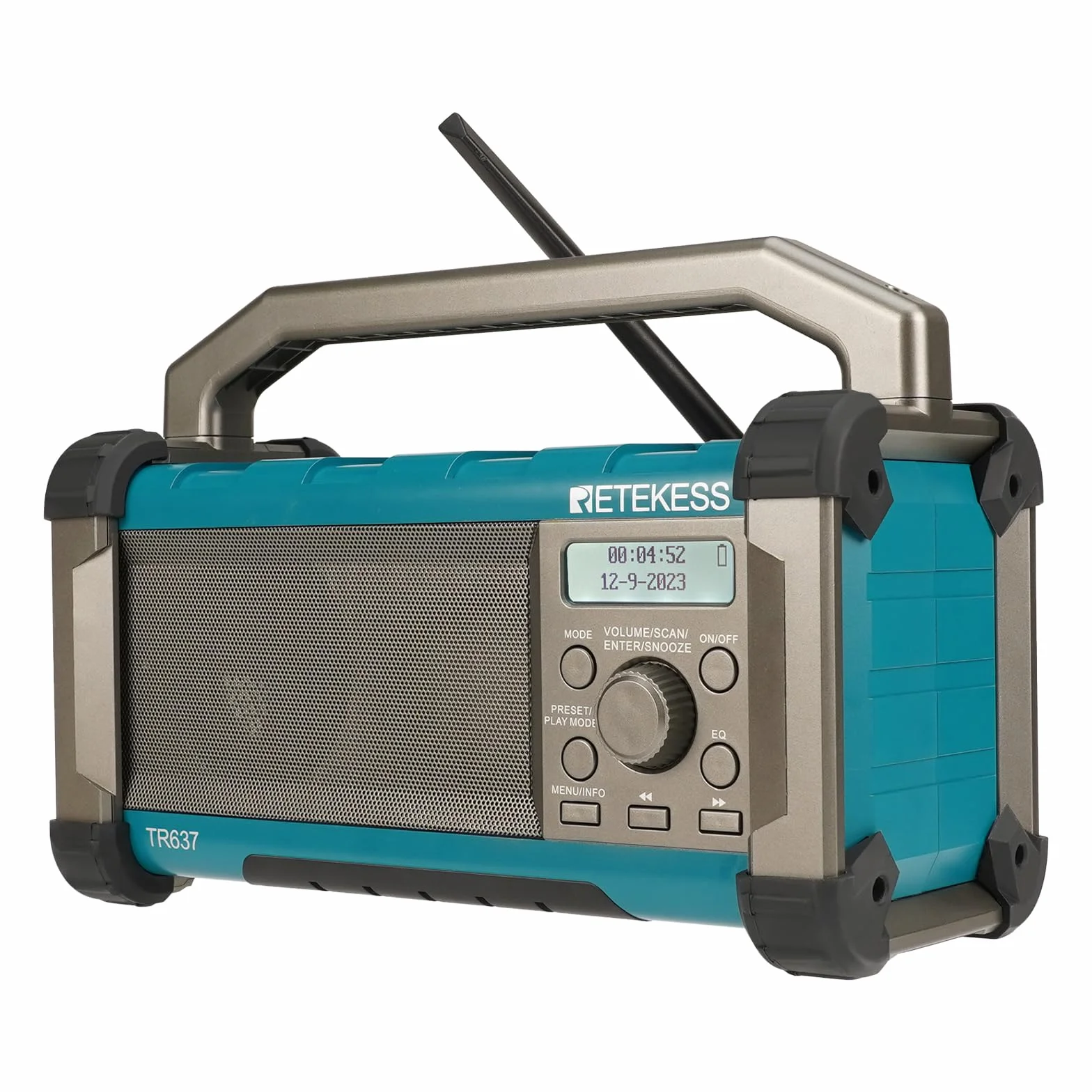 Retekess TR637 Radio da Cantiere,Radio FM AM Portatile con Wireless,con Batteria Ricaricabile da 5000mAh,Impermeabile,USB,Manico Portatile,Lavoro
