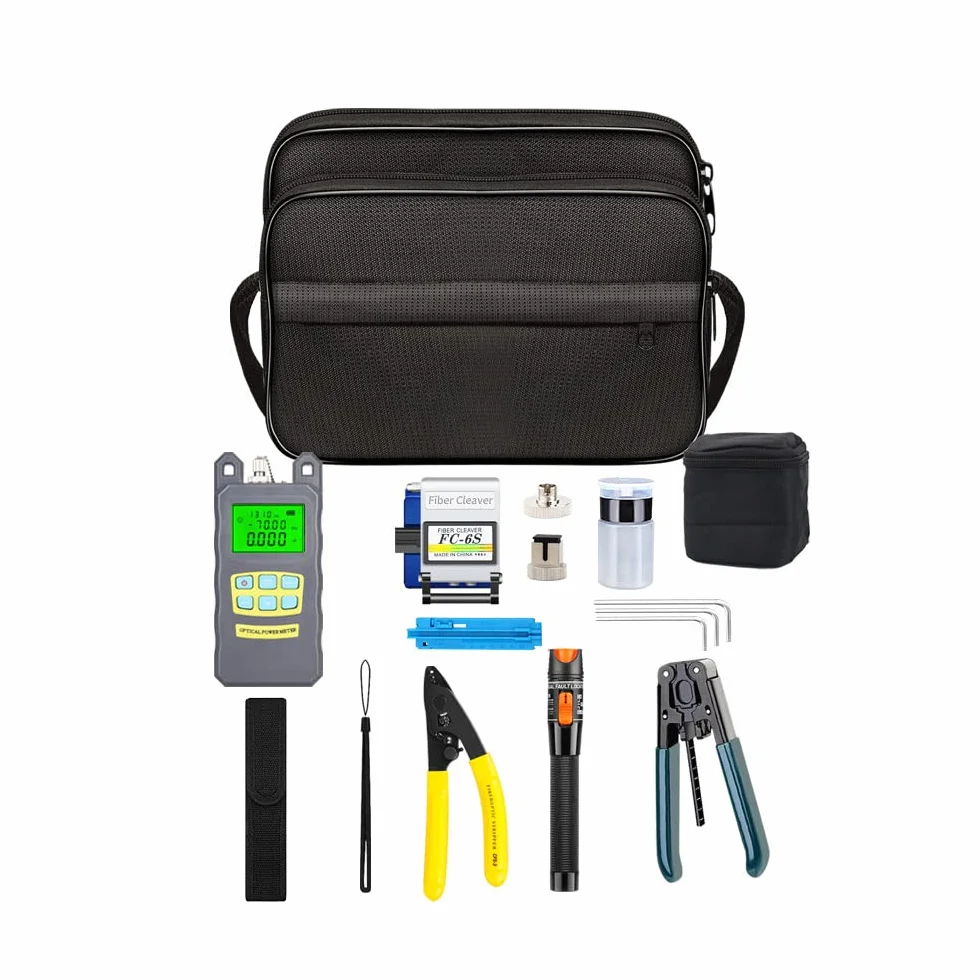 Kit Fibra Ottica, Fibra FTTH Kit con l'FC-6S mannaia della fibra e misuratore di potenza ottica 5 km visivo guasti Wire stripper