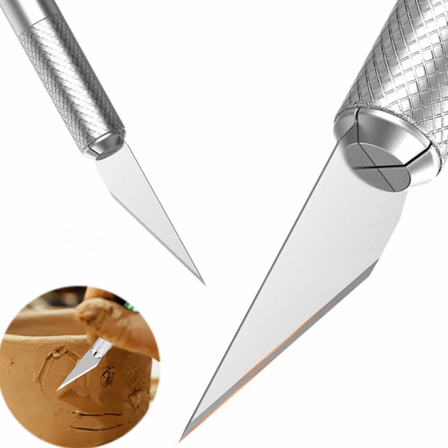 Cutter Di Precisione, Taglierino Cutter e 10 Lame di Ricambio in Acciaio, Coltello da Intaglio Artistici, Coltello da Innesto, Coltello Artigianale, Coltello da Innesto Giardino