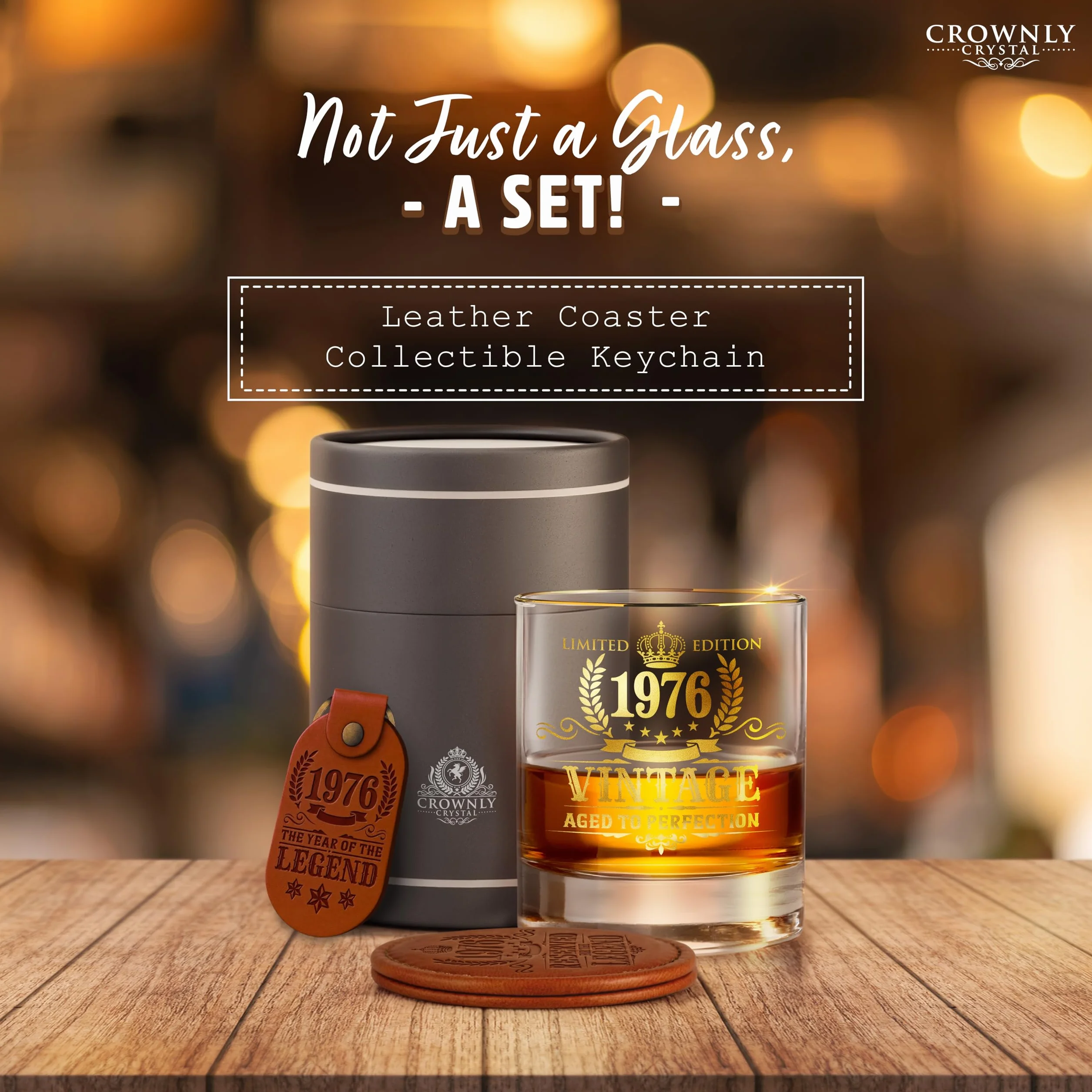 CROWNLY CRYSTAL Bicchiere Whisky 50 Anni Regalo Uomo Compleanno Calice Vintage Degustazione Rum Amaro