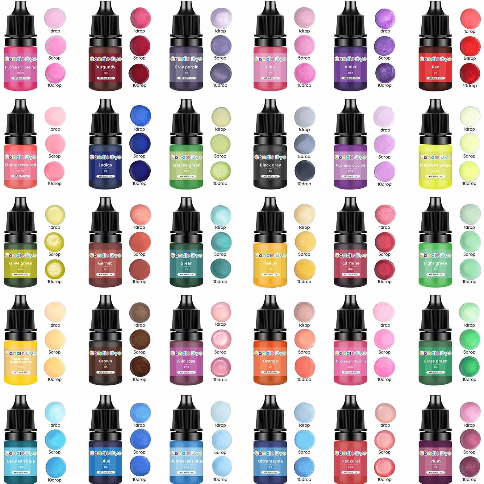 Colorante Per Candele - 30 Colori Altamente Concentrati Per Cera, Paraffina, Soia - Pintura a Base Di Olio Per Fare Candele e Cera Gel