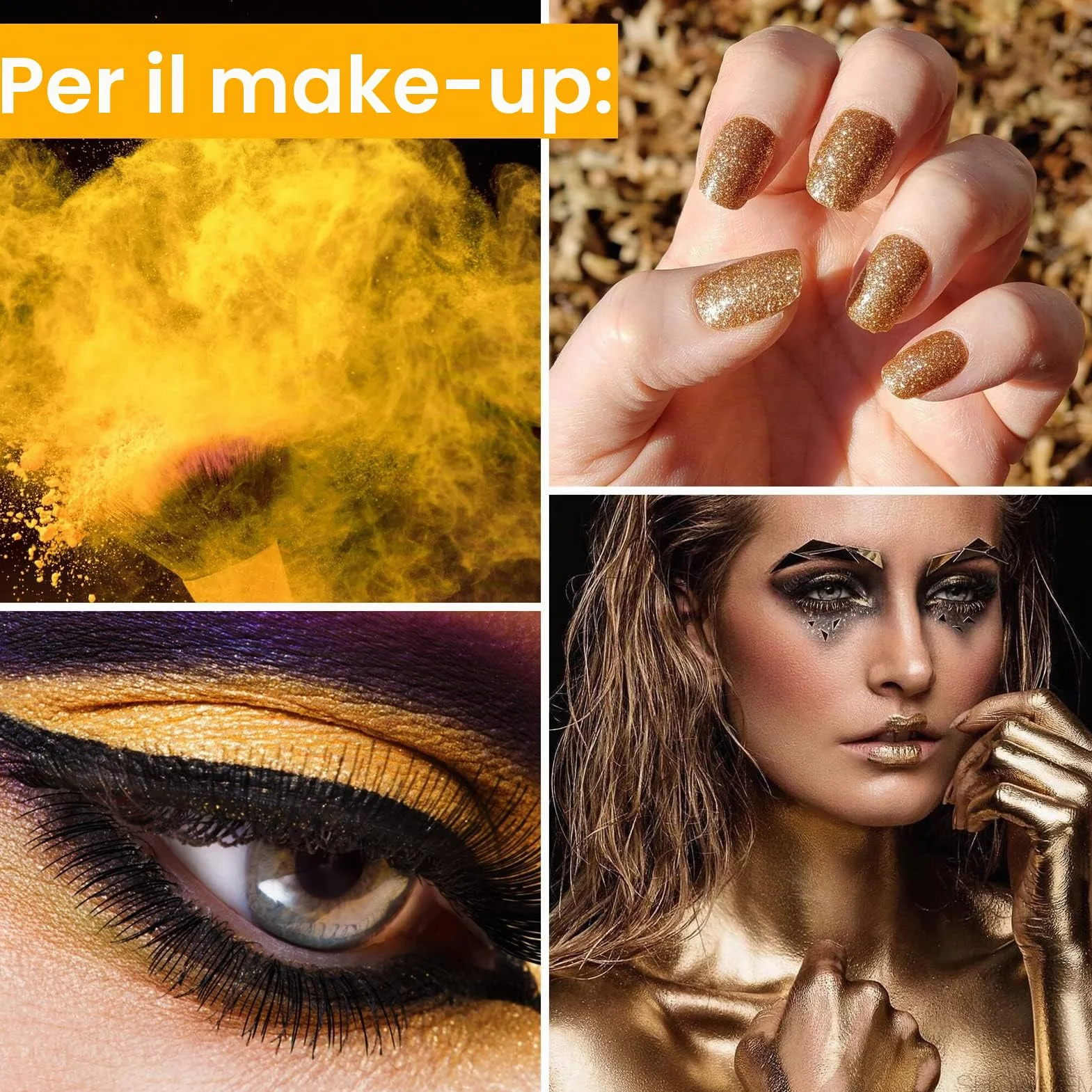 100g Polvere di Mica,Oro Colori per Resina Epossidica Naturale Colorante Candela,per Epoxy Resin Art,Sapone,Kit Slime,Candele,Prodotti per Gioielli,Bomba da Bagno,Trucco del Viso