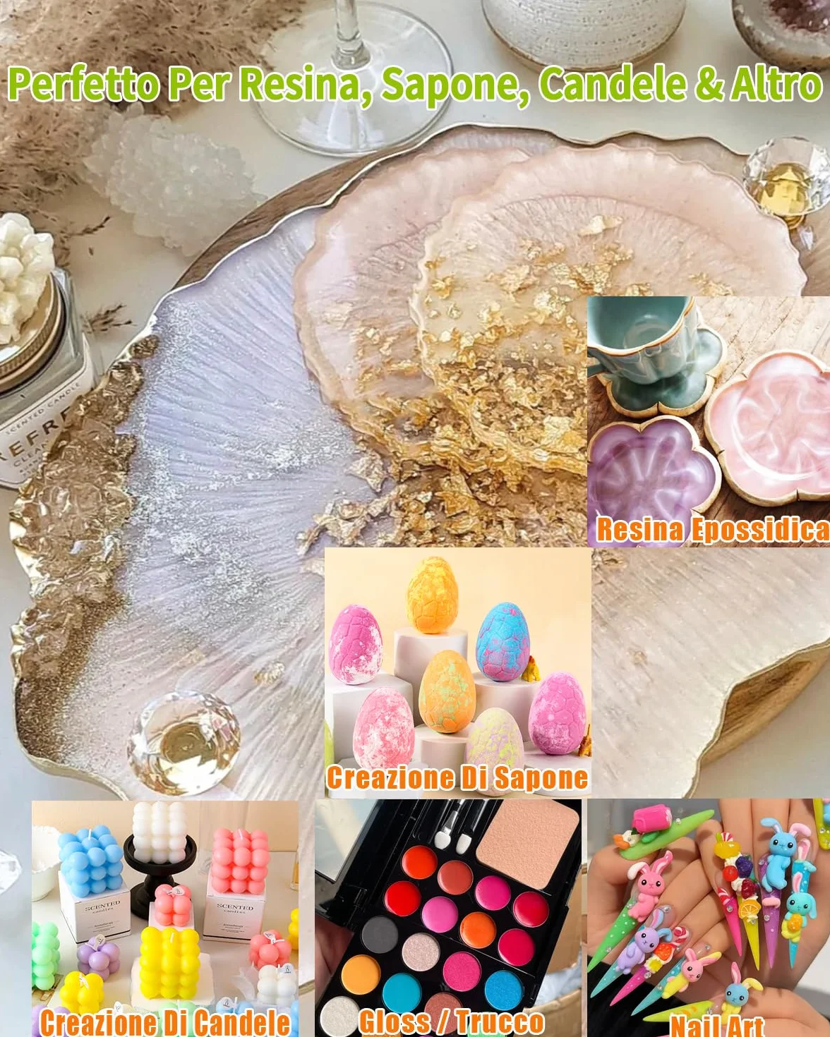 Polvere di Mica 36 Colori, Set di Pigmenti Perlescenti da 20 ml per Resina Epossidica, Sapone Artigianale, Bombe da Bagno, Candele, Lucidalabbra, Nail Art e Hobby Creativi DIY