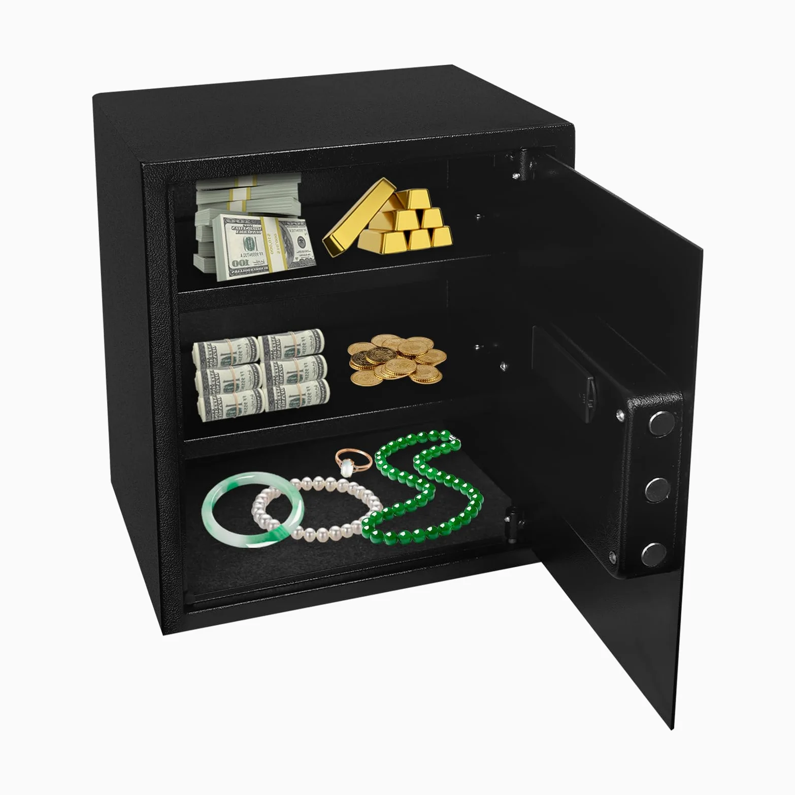 Cassaforte ignifuga, cassaforte elettronica in acciaio con password digitale, chiavi di emergenza e bulloni stabili, per gioielli, denaro, oggetti di valore, 31 x 38 x 45 cm