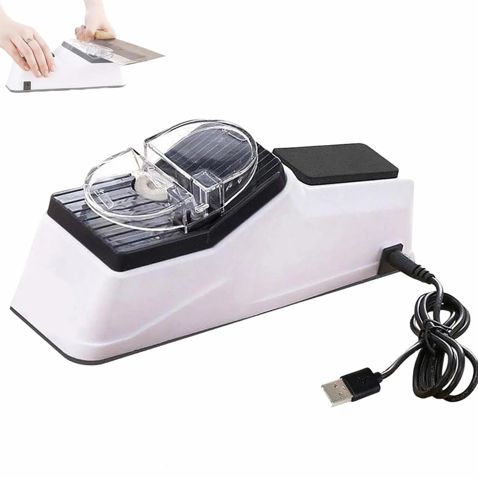 Affilacoltelli elettrico, affilacoltelli a doppia faccia, affilacoltelli elettrico, affilatura rapida in 5 secondi, affilacoltelli automatico for tutti i tipi di coltelli(1pcs)