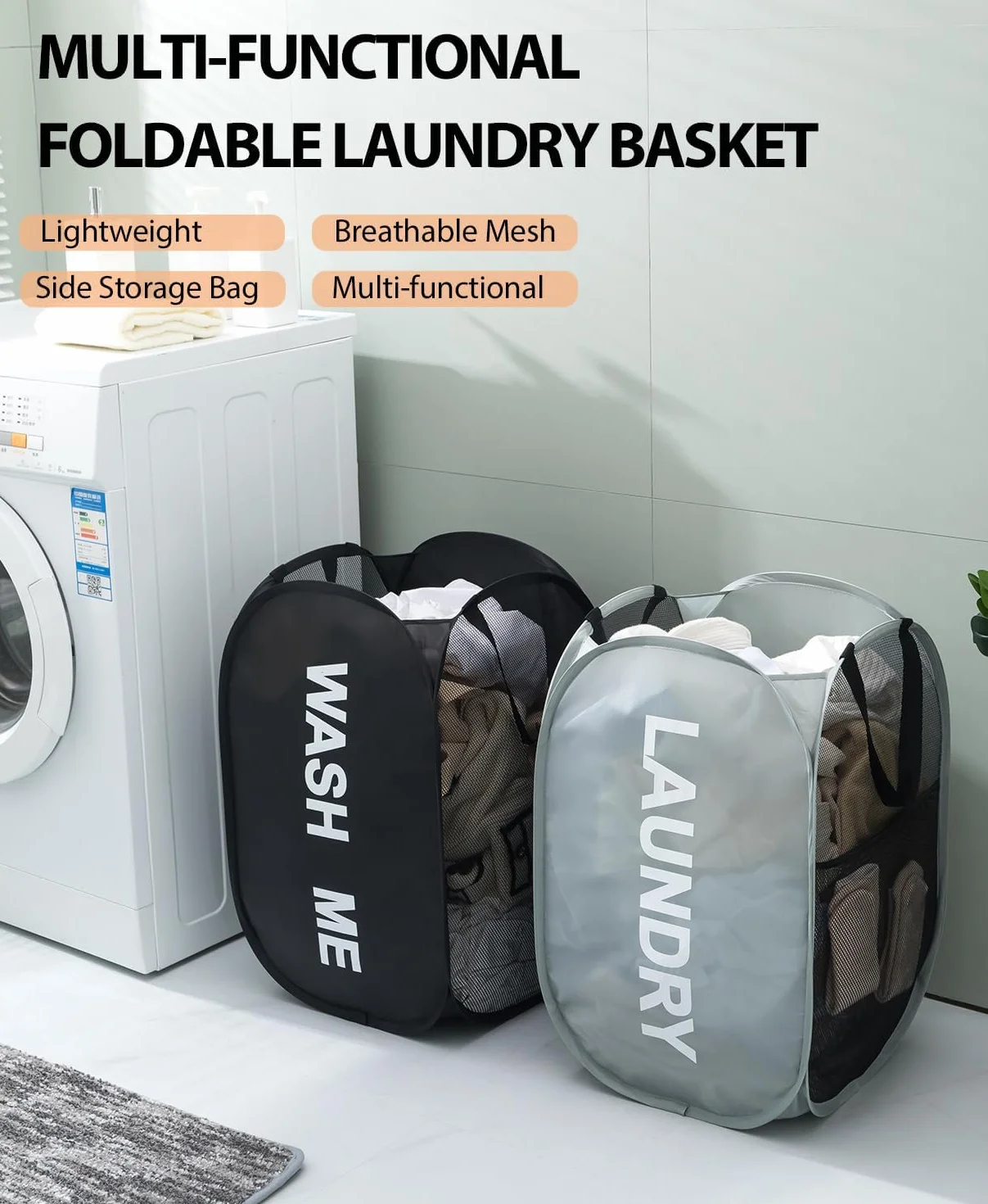 Porta Panni Sporchi,Portabiancheria Sporca Salvaspazio,Laundry Basket,Cesto Panni Sporchi Salvaspazio Per Bagno, Camera Da Letto, Lavanderia, Camera Dei Bambini, Hotel e Viaggi,Nero