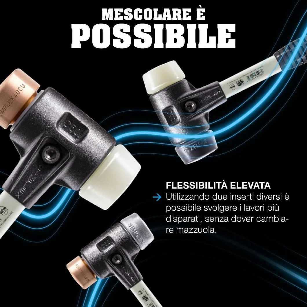 HALDER - Scatola d'azione per auto, martello delicato SIMPLEX D40, rame/metallo morbido + foratura | 3749s001