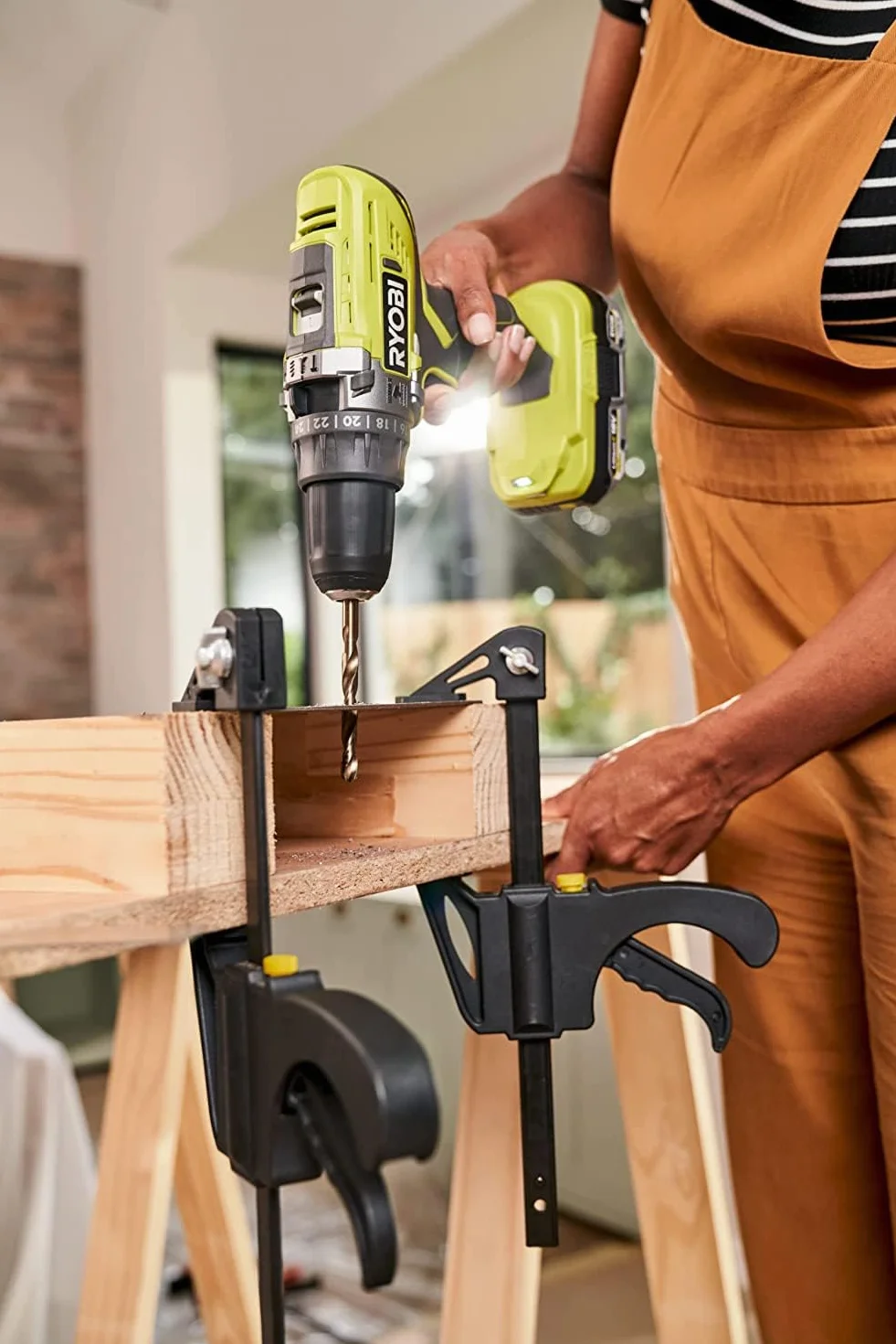 Ryobi R18PD3-0 Trapano Avvitatore a Percussione a Batteria 18V ONE+, Batteria non Inclusa, con Luce LED, 2 Velocità, per Legno, Metallo e Muratura