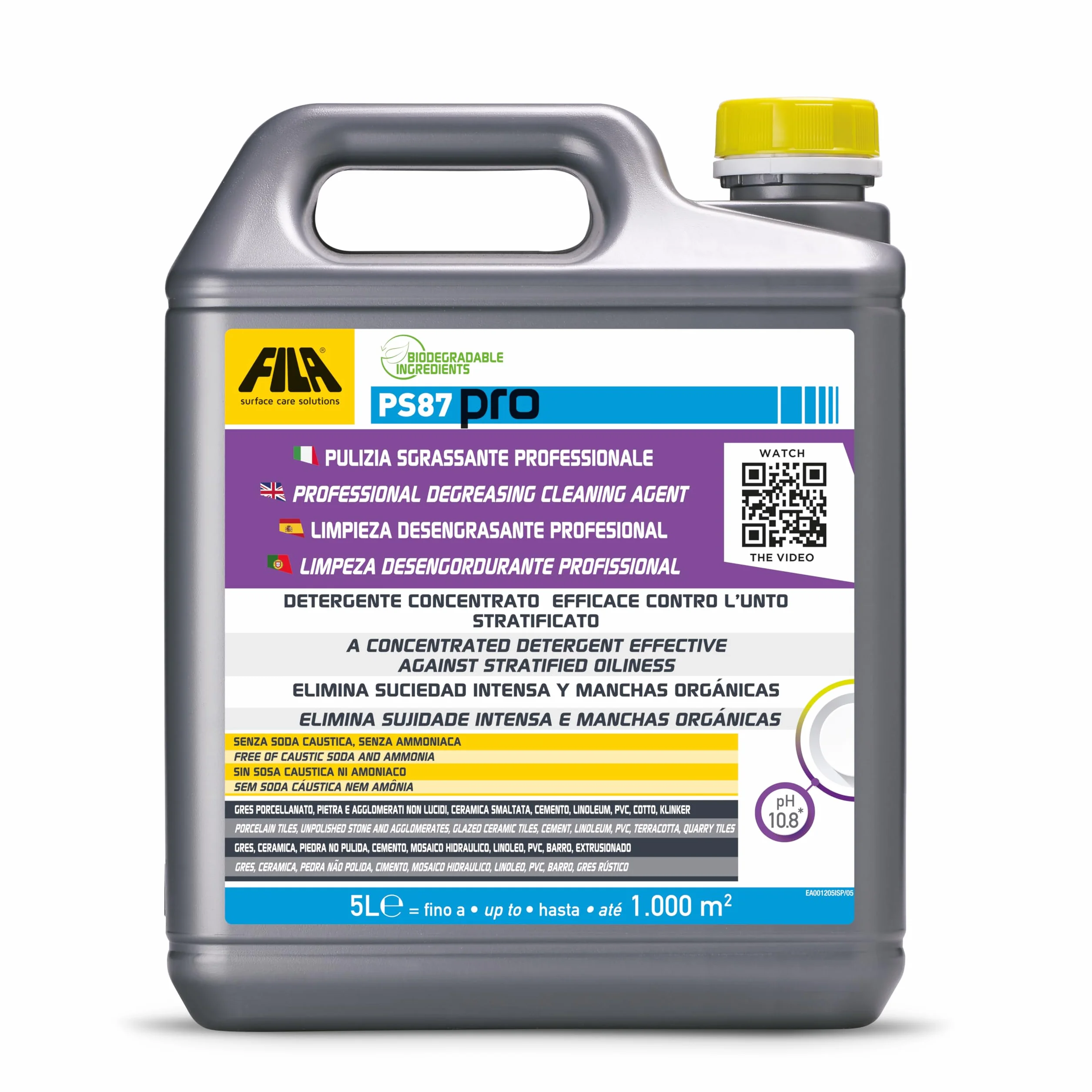 FILA PS87 PRO Detergente Sgrassatore Pavimenti Gres Porcellanato Effetto Legno 5L