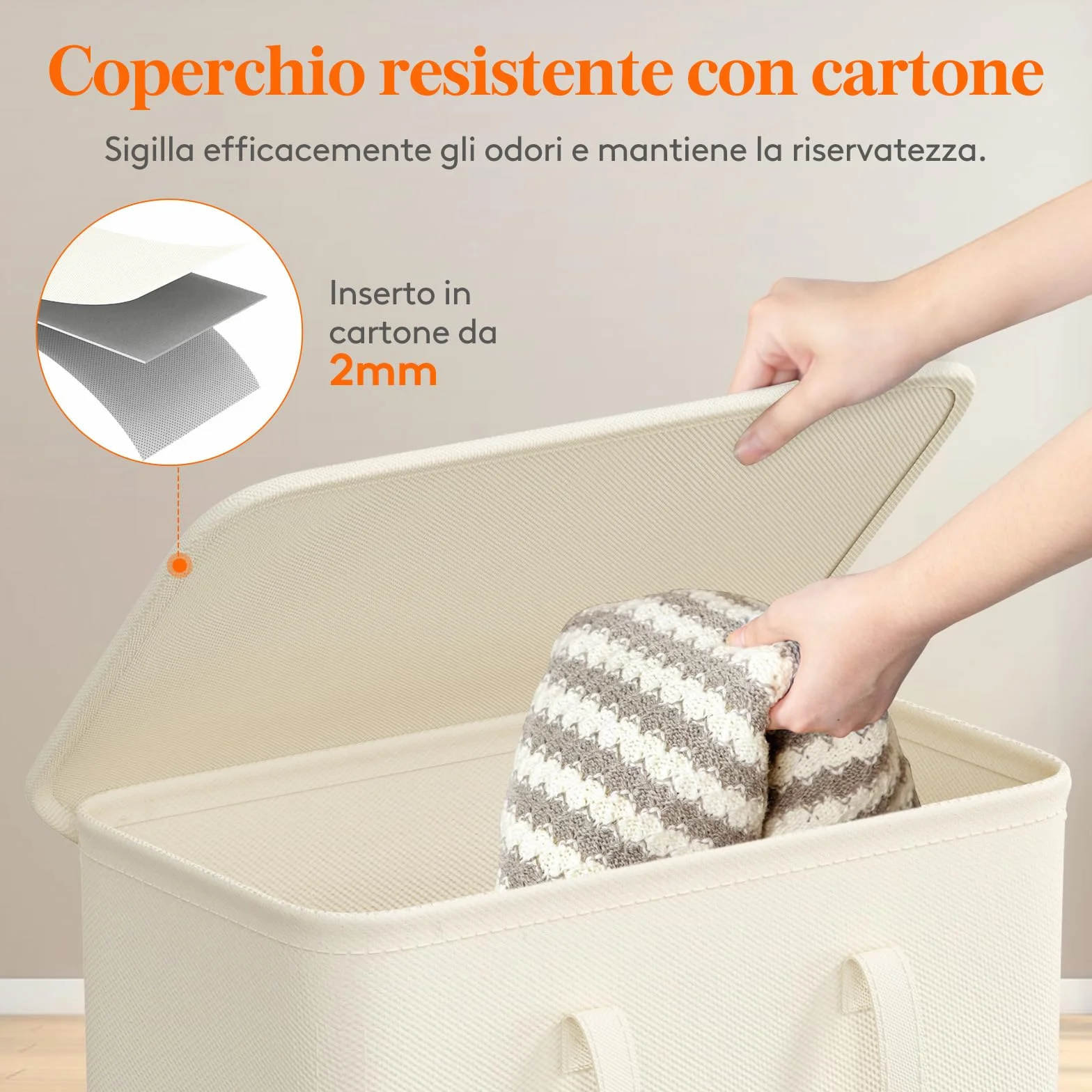 Lifewit Cesta Portabiancheria Salvaspazio con Coperchio, Cesto Biancheria Sporca Sottile con Manici, Portabiancheria Sporca Pieghevole per Camera da Letto, Bagno, Lavanderia, 65 L, Bianco