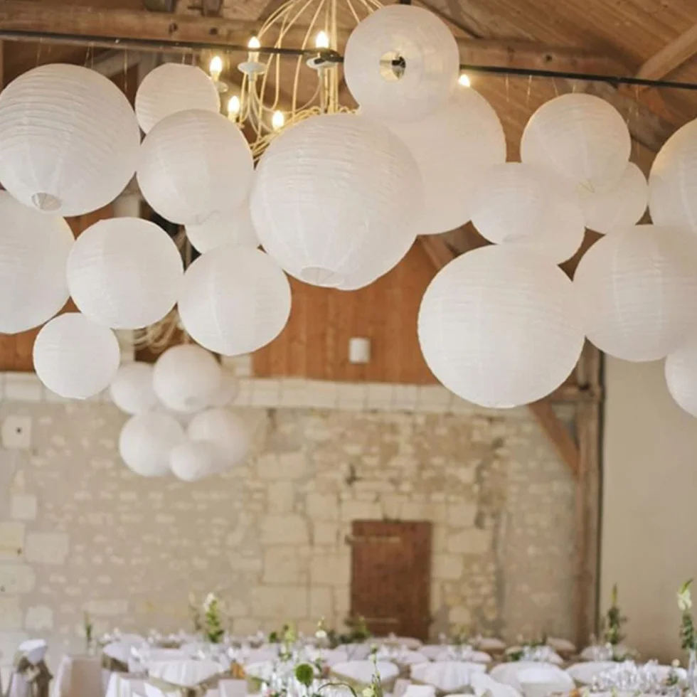 Lanterne di Carta Bianche 10 Pz Lanterne Cinesi Appese Decorazione per Festa