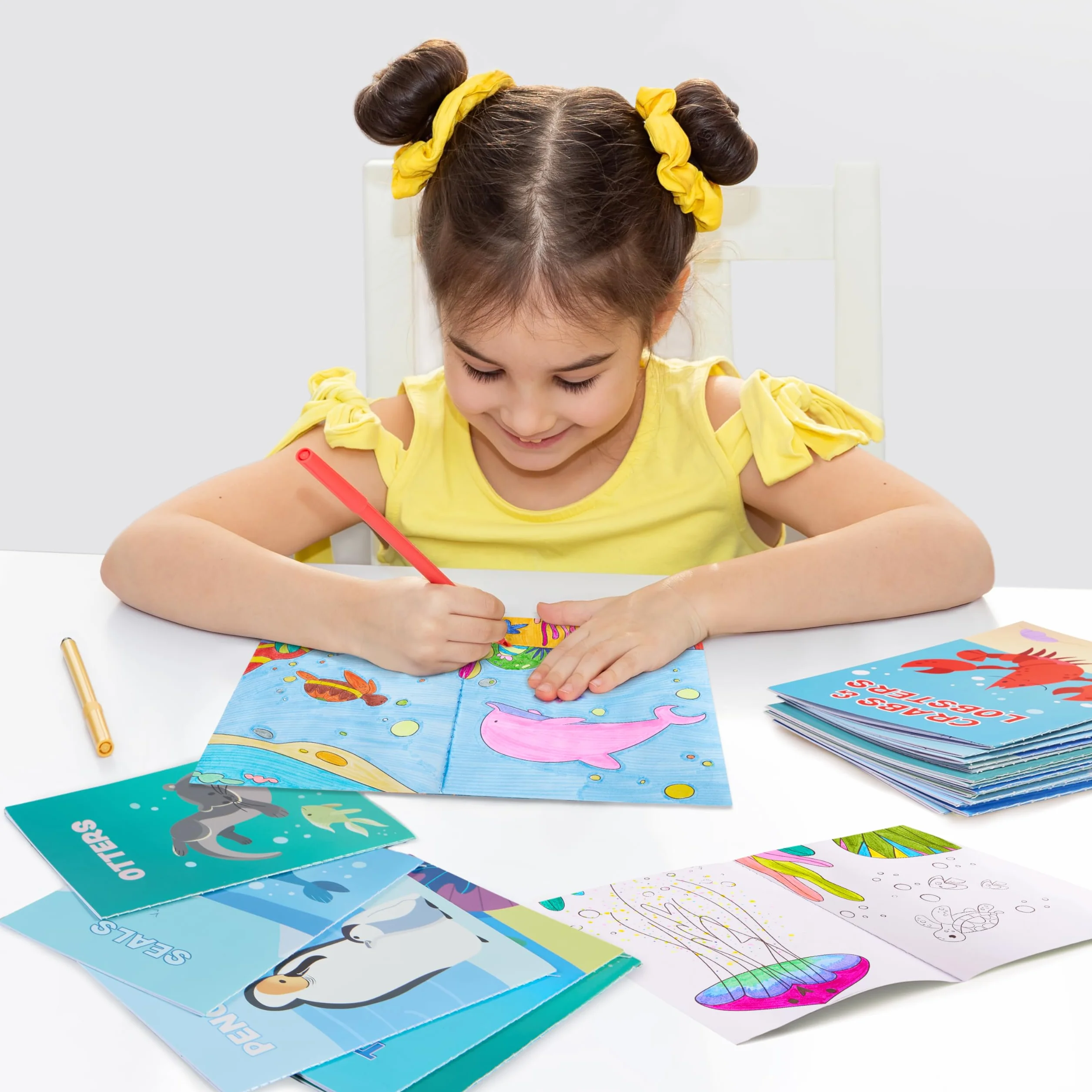JOYIN - Set da 24 Libri da Colorare Oceano per Bambini, Mini libri attività con animali marini - Bomboniere, regali di compleanno, premi per la scuola