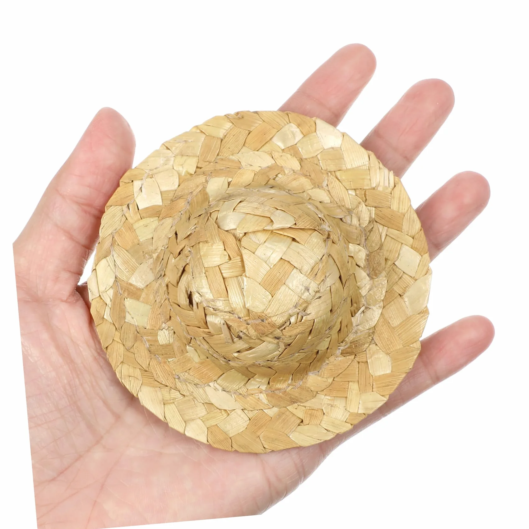 10 Pezzi Mini Cappelli di Paglia per Bambole Artigianali in Paglia Khaki, Decorativi e Facili da Usare per Lavoretti Creativi e Fai da Te