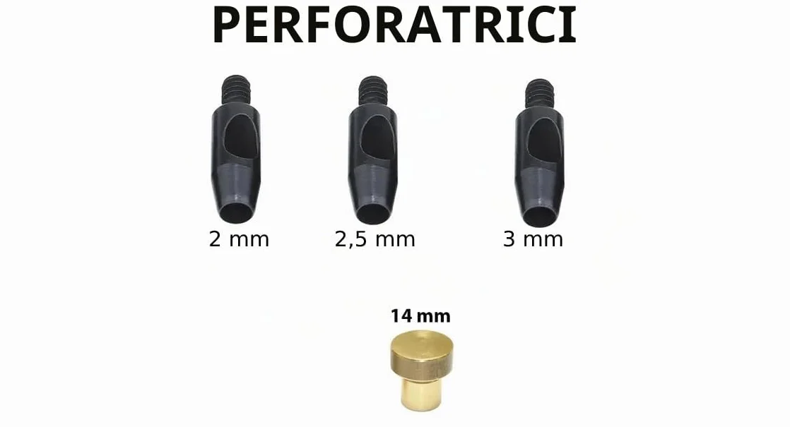 Kit pressa a mano in pelle per regolazione rivetti occhielli bottoni automatici