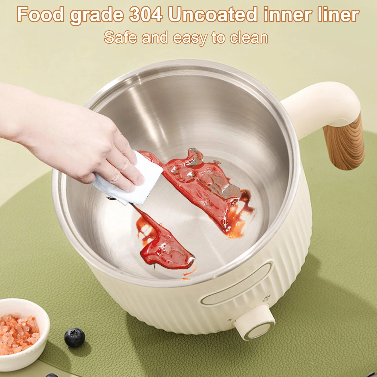 Elettrico Hot Pot, Portatile Mini Antiaderente Multicooker Con Cestello a vapore, In Acciaio Inox Elettrico Pentola Padella, Doppio Controllo Potenza Riscaldamento Veloce, Rapido Ramen Fornello