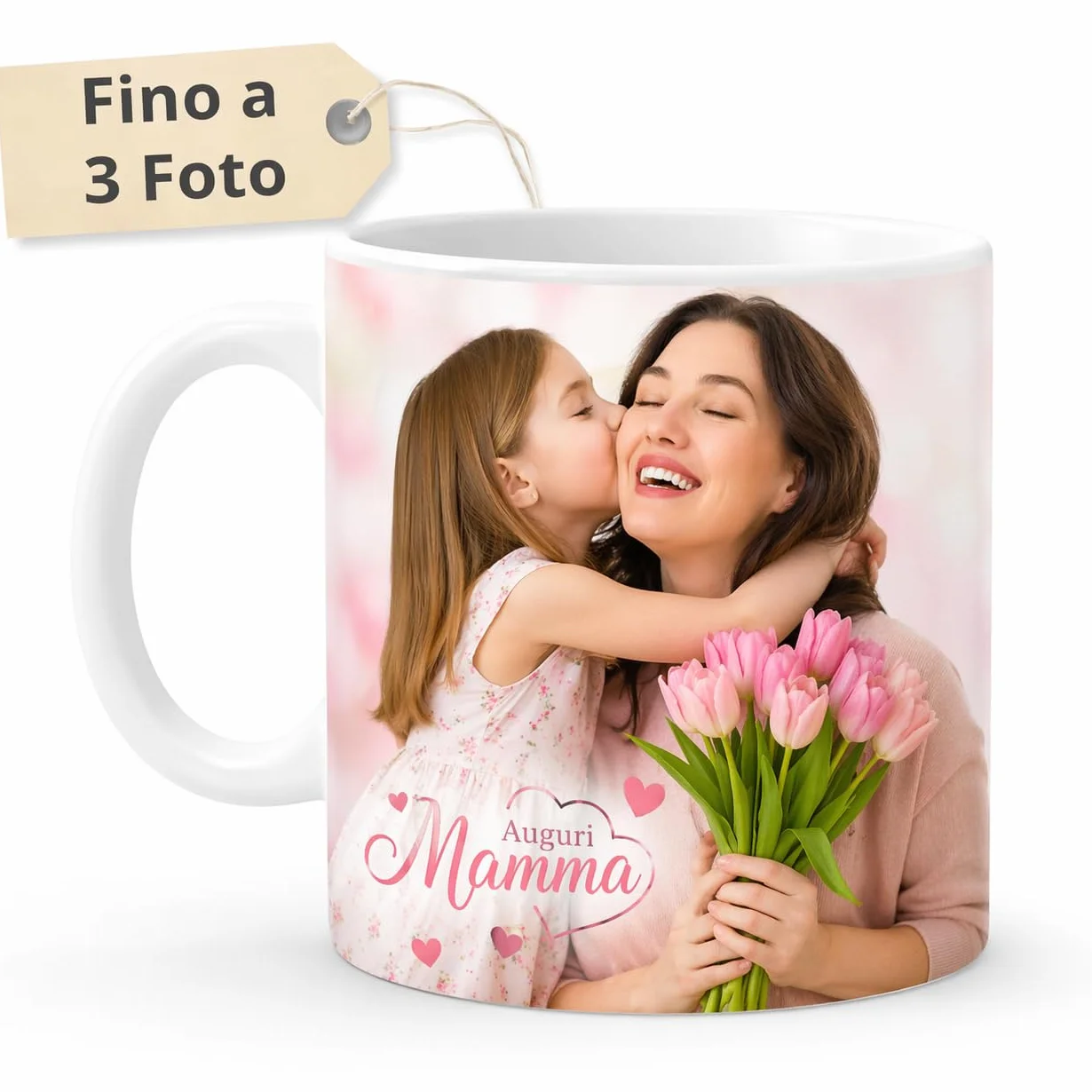 Tazza Personalizzata 325 ML Ceramica 3 Foto Made in Italy Idea Regalo Compleanno